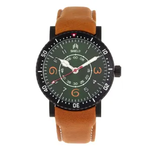 Shield Gilliam Leather-Band Men's Diver Watch - Black/Green