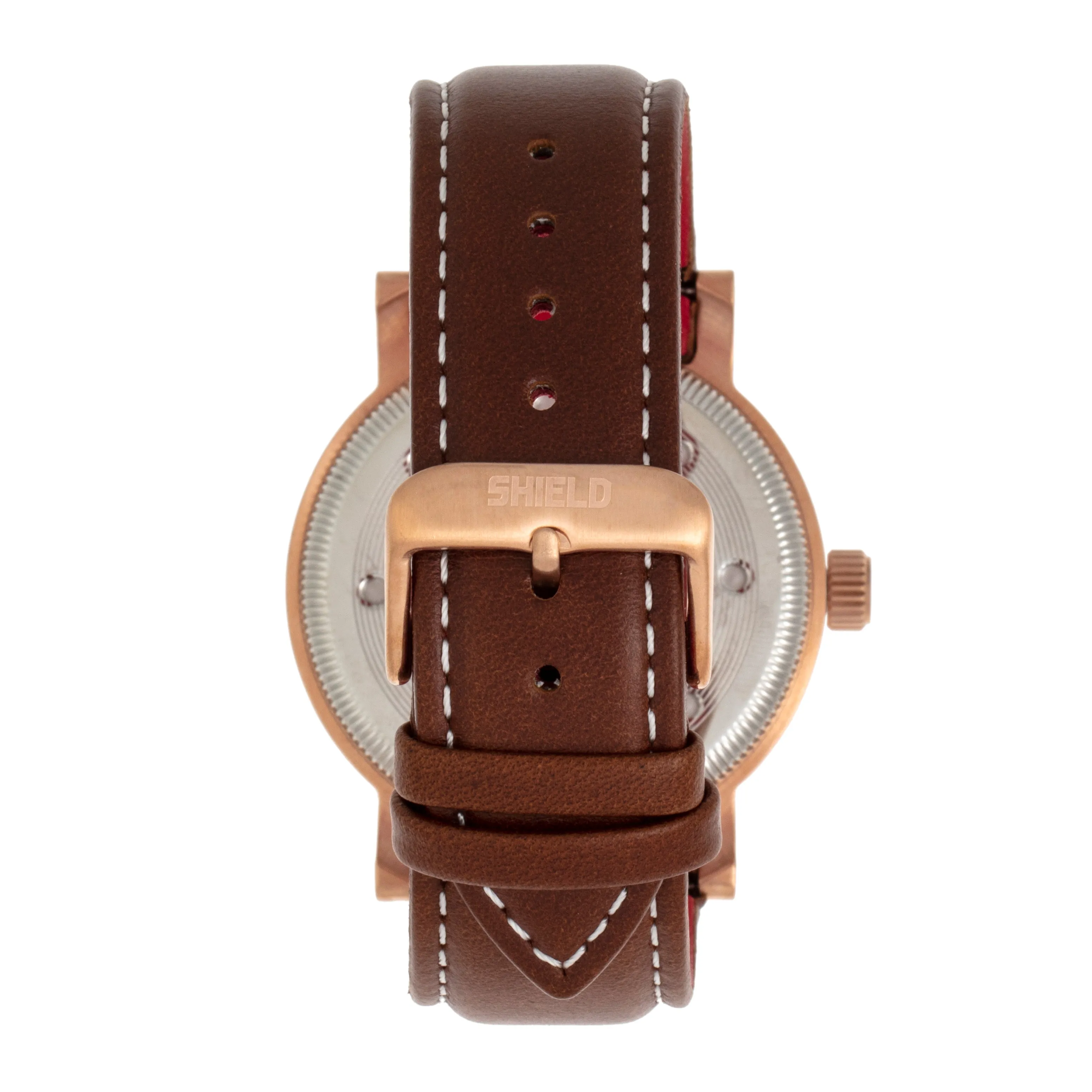 Shield Gilliam Leather-Band Men's Diver Watch - Rose Gold/Blue