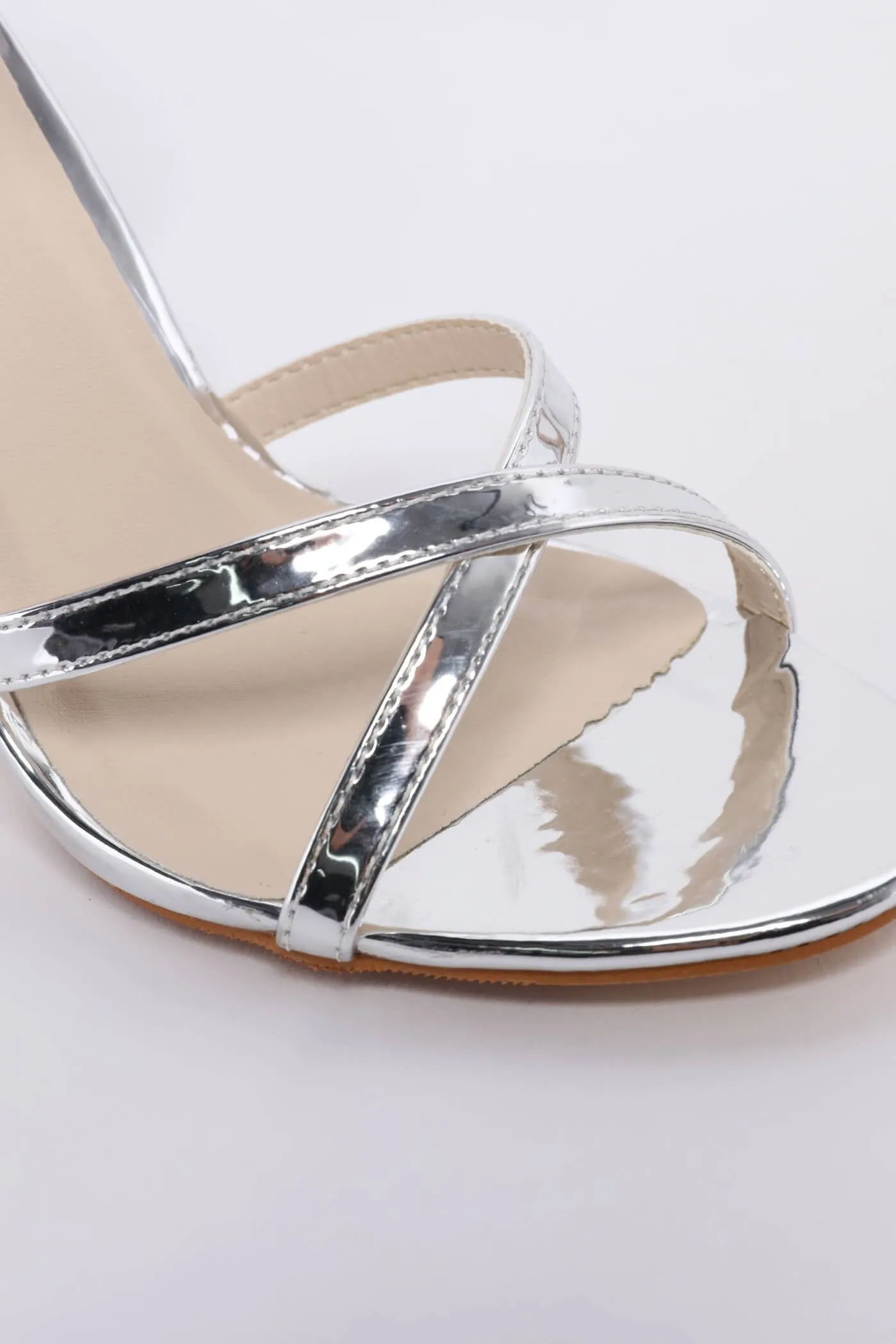 Silver Cross Over Stilleto Heels