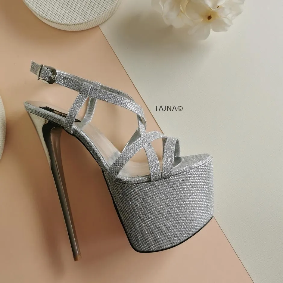 Silver Shimmer Platform Sandals