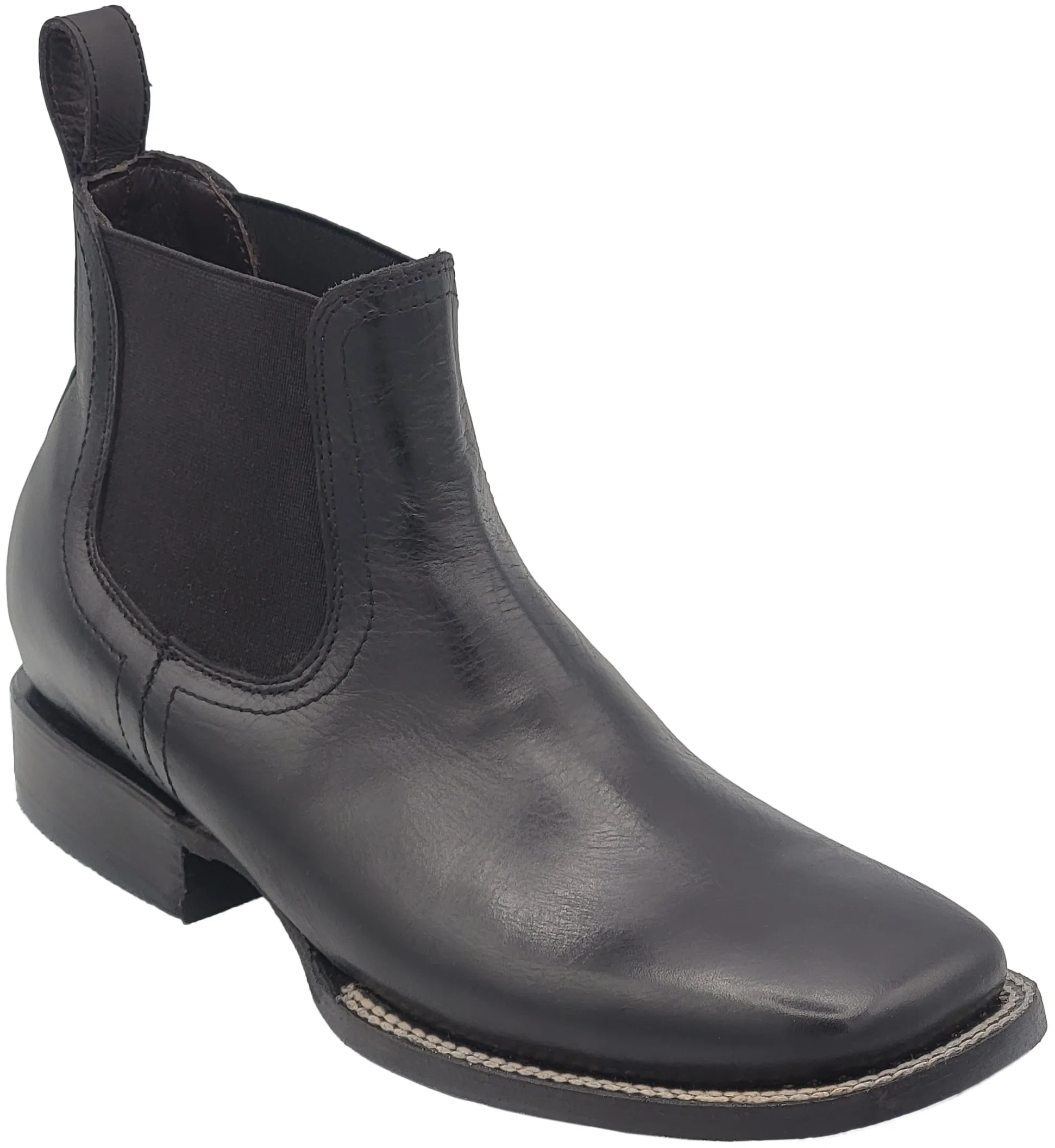 Silverton Kingston All Leather Wide Square Toe Short Boots (Black)