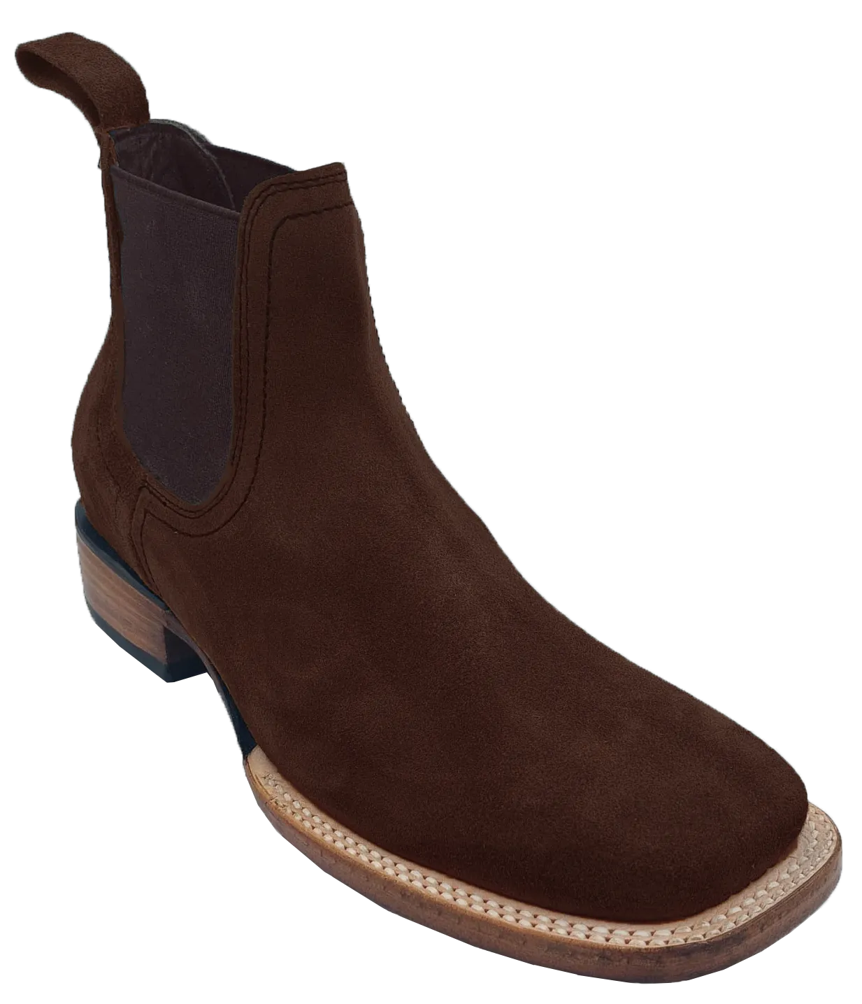 Silverton Kingston Suede All Leather Wide Square Toe Short Boots (Brown)