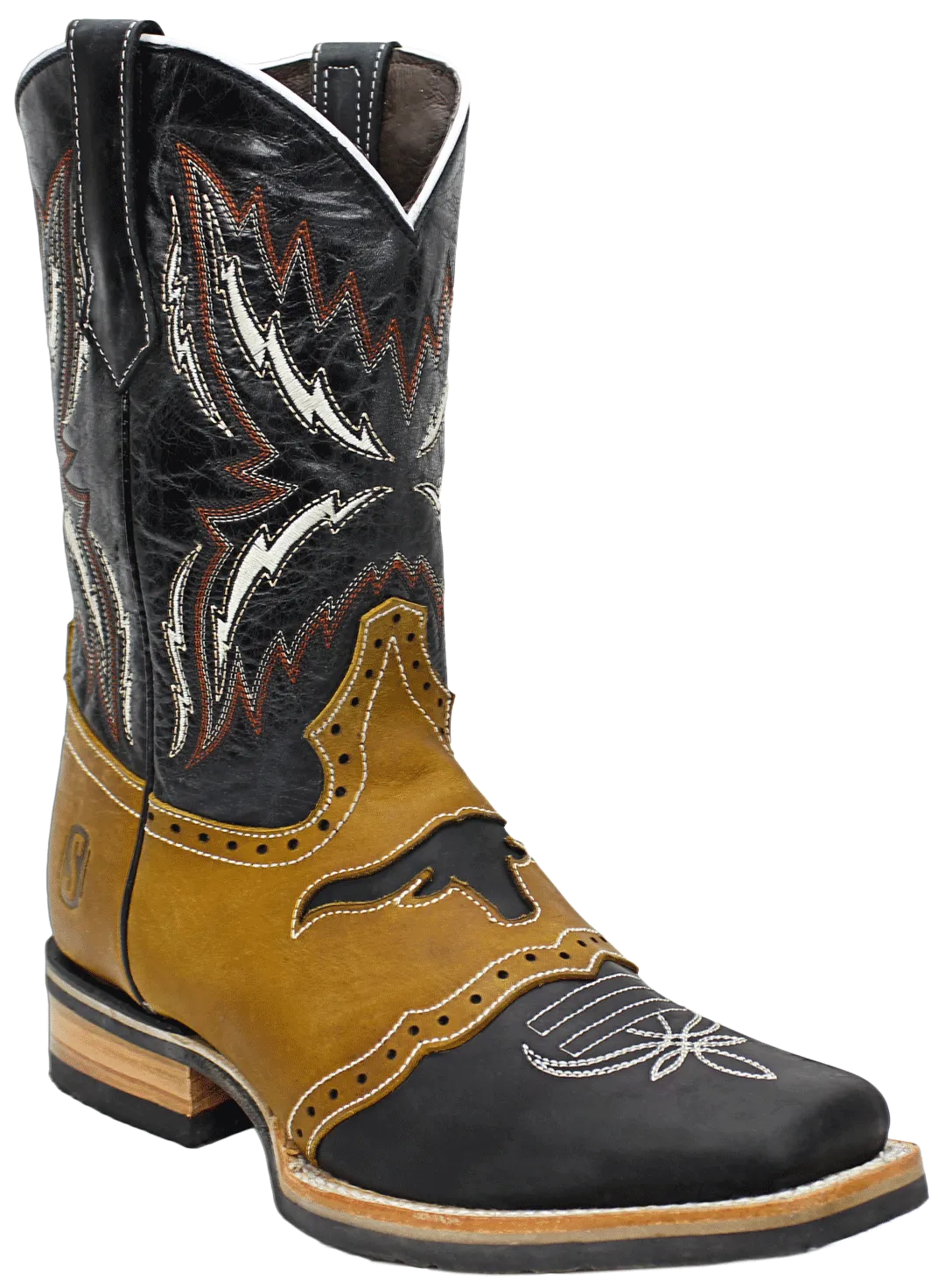 Silverton® Longhorn All Leather Square-Toe Boots (Black)