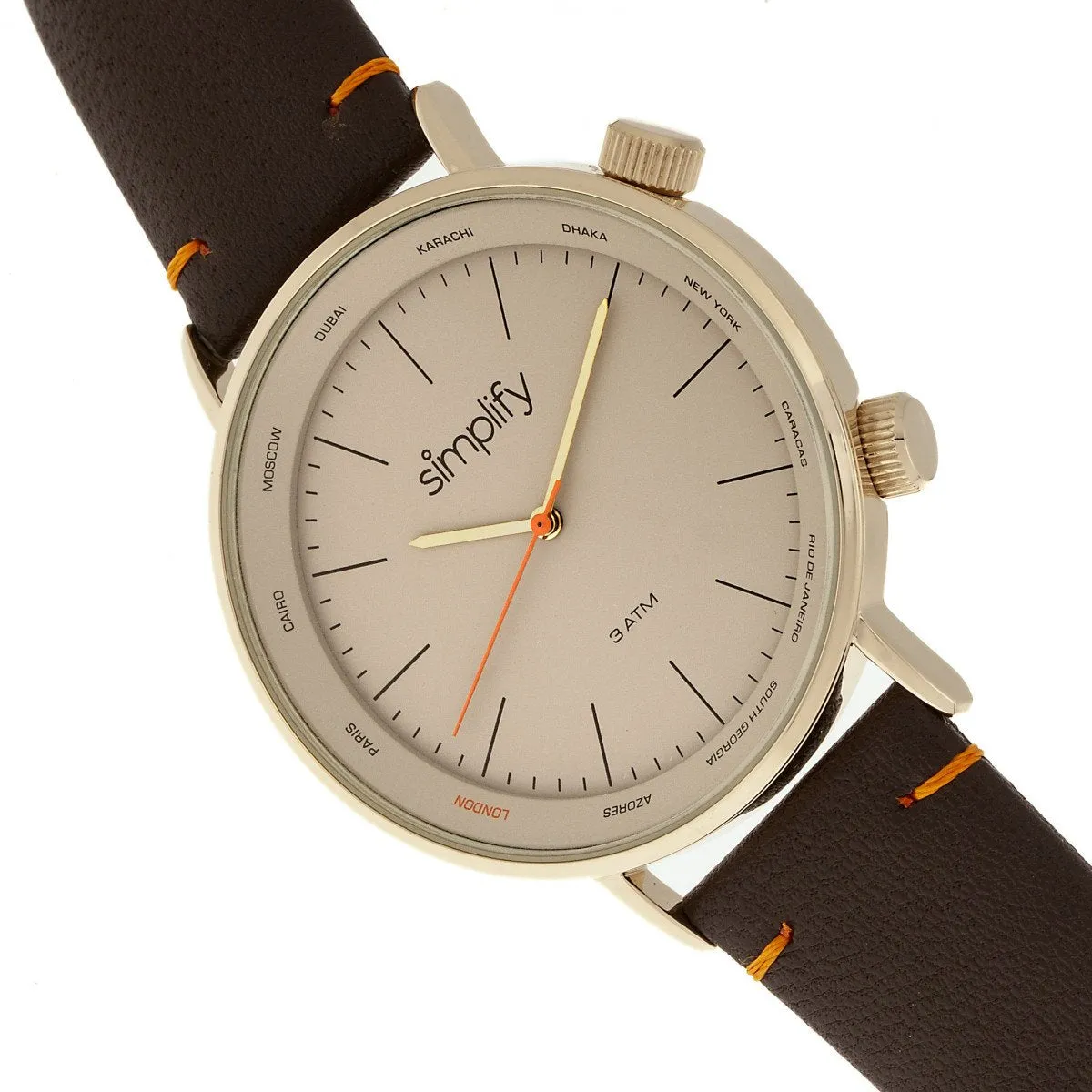 Simplify The 3300 Leather-Band Watch