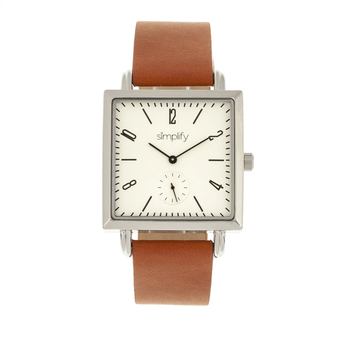 Simplify The 5000 Leather-Band Watch - Brown/White