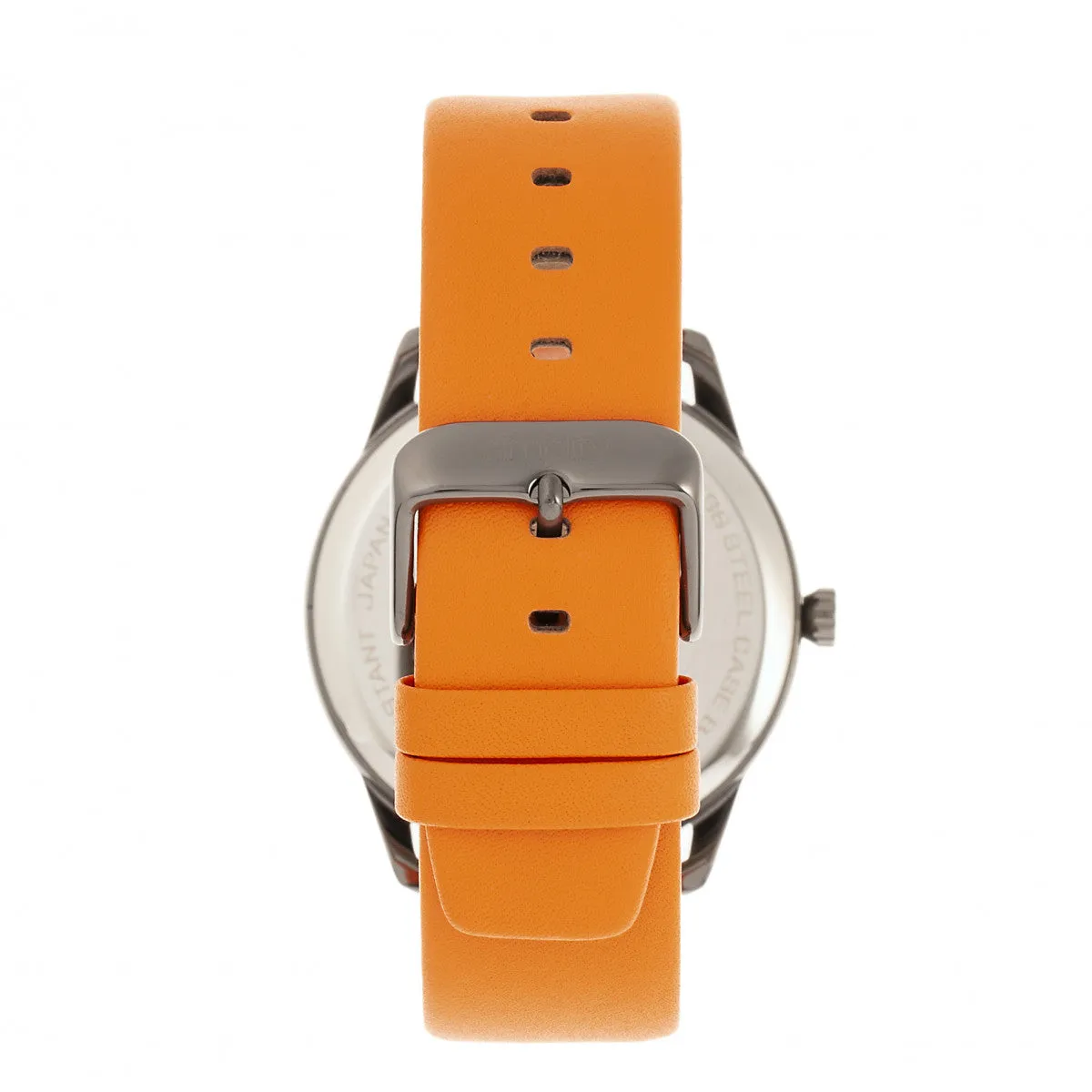 Simplify The 6300 Leather-Band Watch - Orange/Black