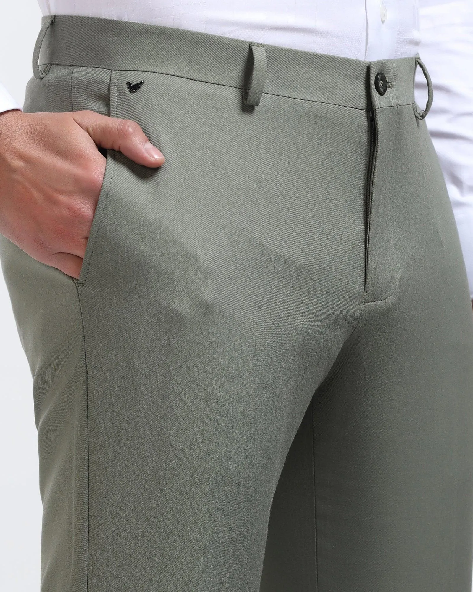 Slim Comfort B-95 Formal Olive Solid Trouser - Himalayan