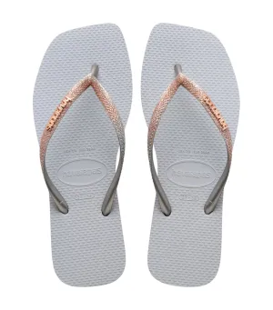 Slim Square Glitter Flip Flops Ice Gray