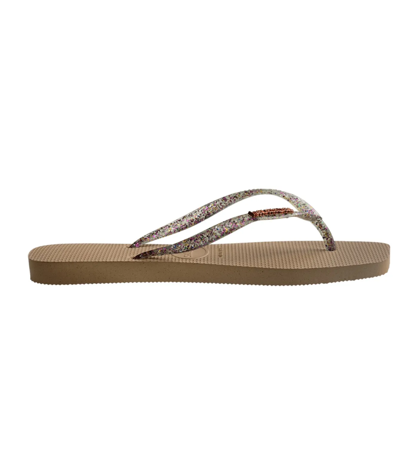 Slim Square Logo Metallic Flip Flops Rose Gold