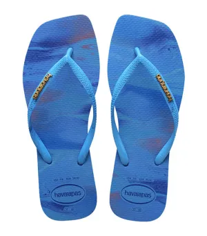 Slim Square Trendy Flip Flops Blue Star