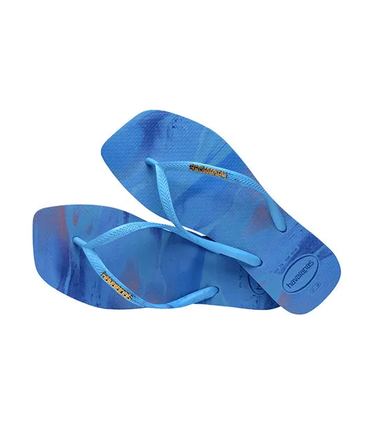 Slim Square Trendy Flip Flops Blue Star