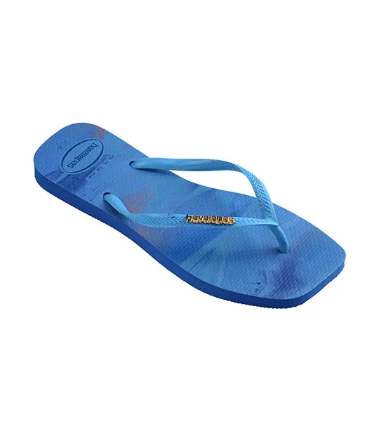 Slim Square Trendy Flip Flops Blue Star