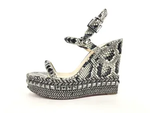 Snakeskin Pyraclou Studded Wedge Sandals | Size 39