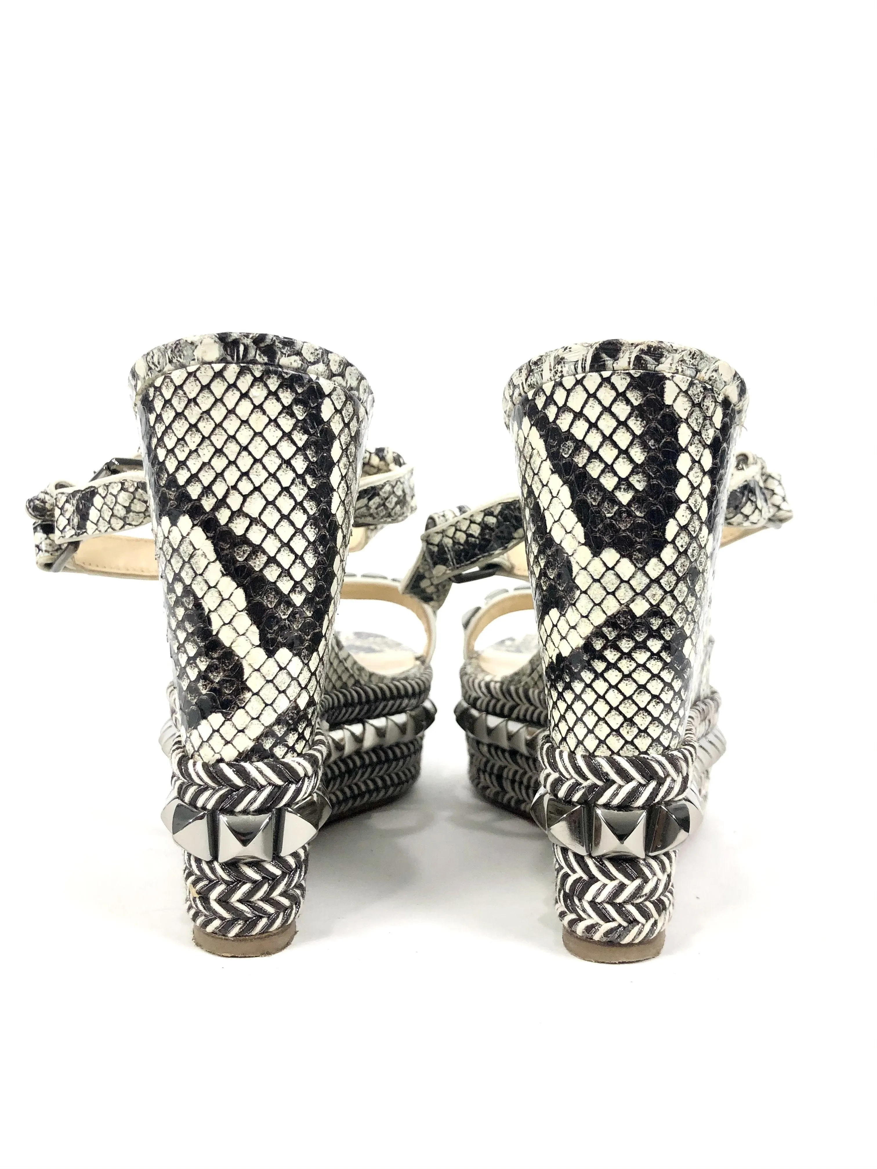 Snakeskin Pyraclou Studded Wedge Sandals | Size 39