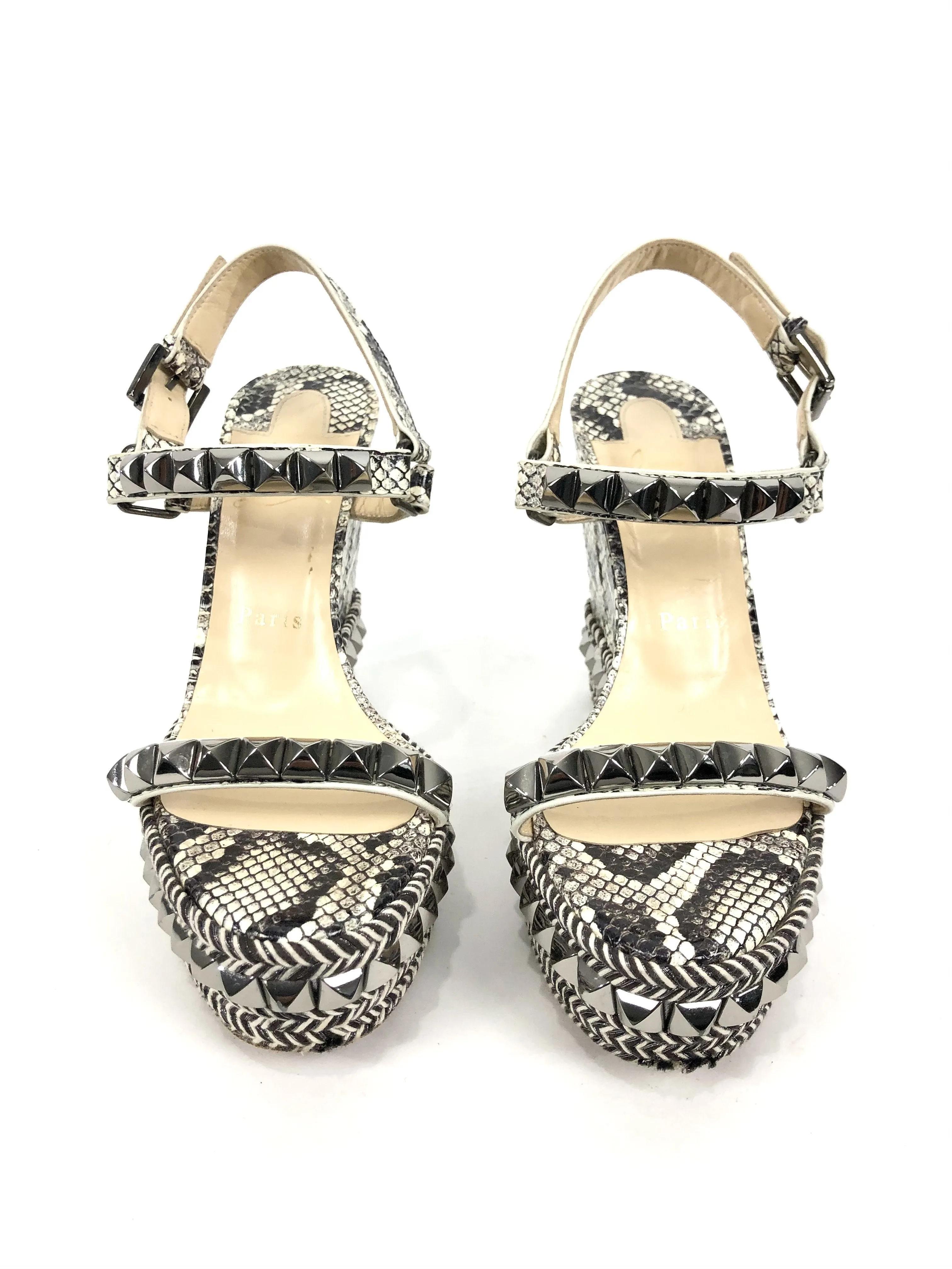 Snakeskin Pyraclou Studded Wedge Sandals | Size 39