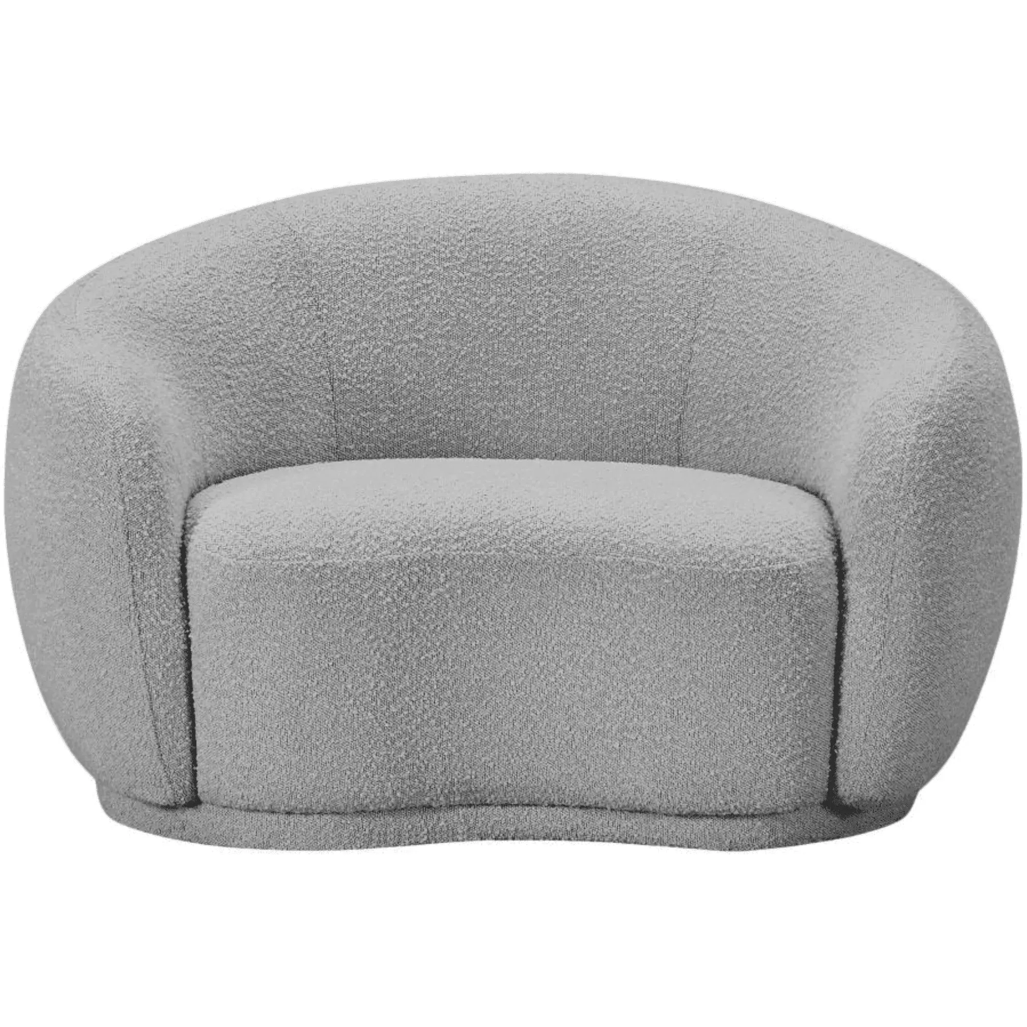 Snug Rounded Back Rich Grey Modern Boucle Sofa