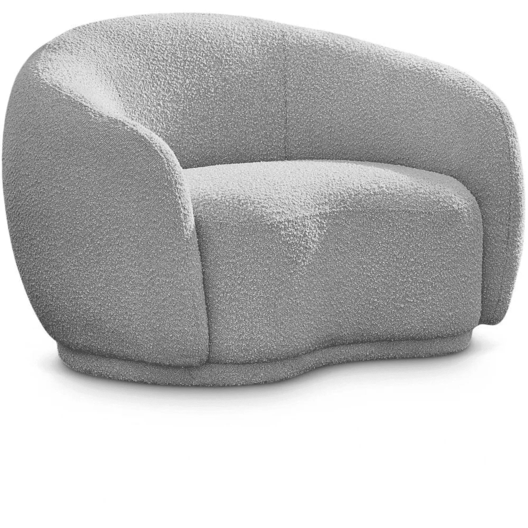 Snug Rounded Back Rich Grey Modern Boucle Sofa