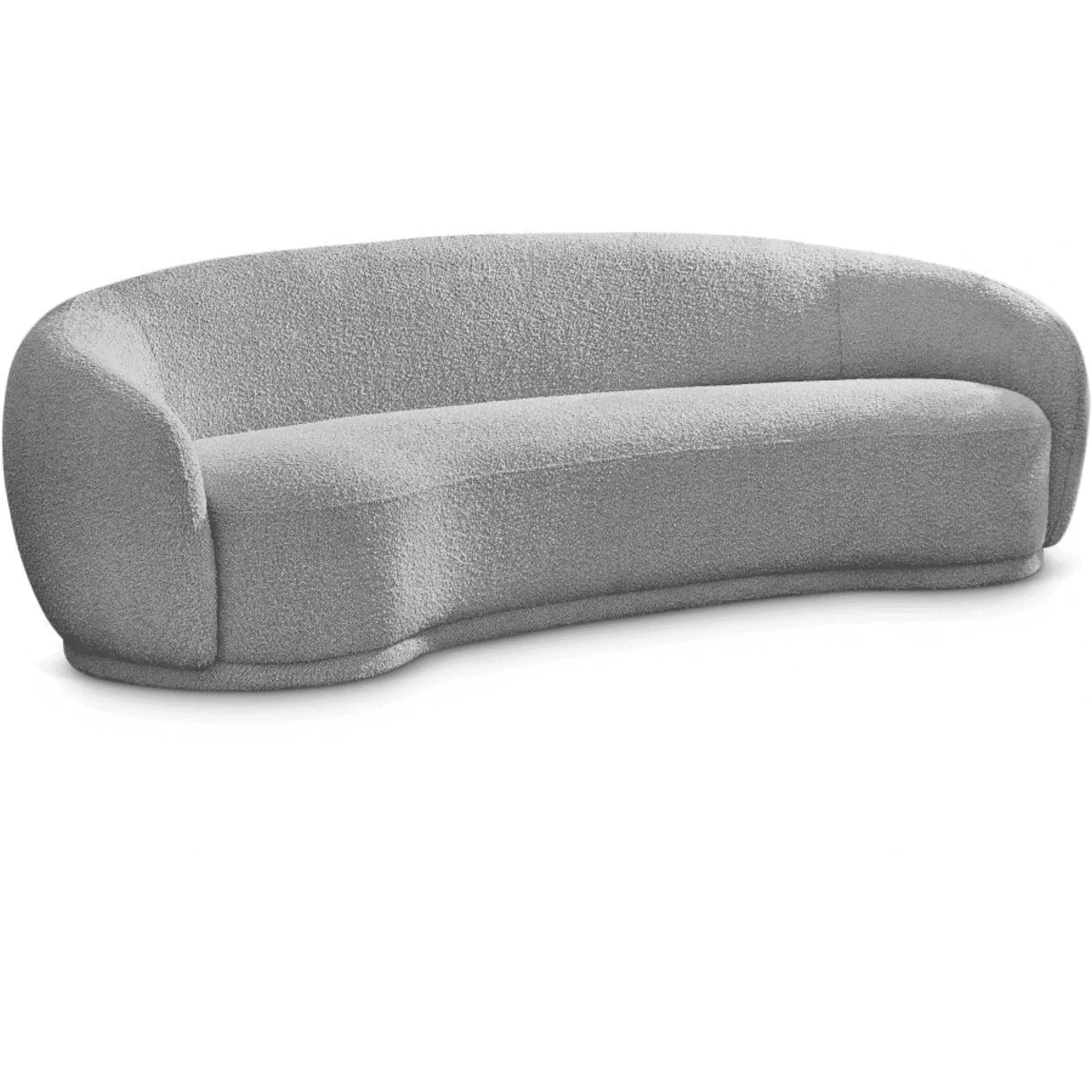 Snug Rounded Back Rich Grey Modern Boucle Sofa