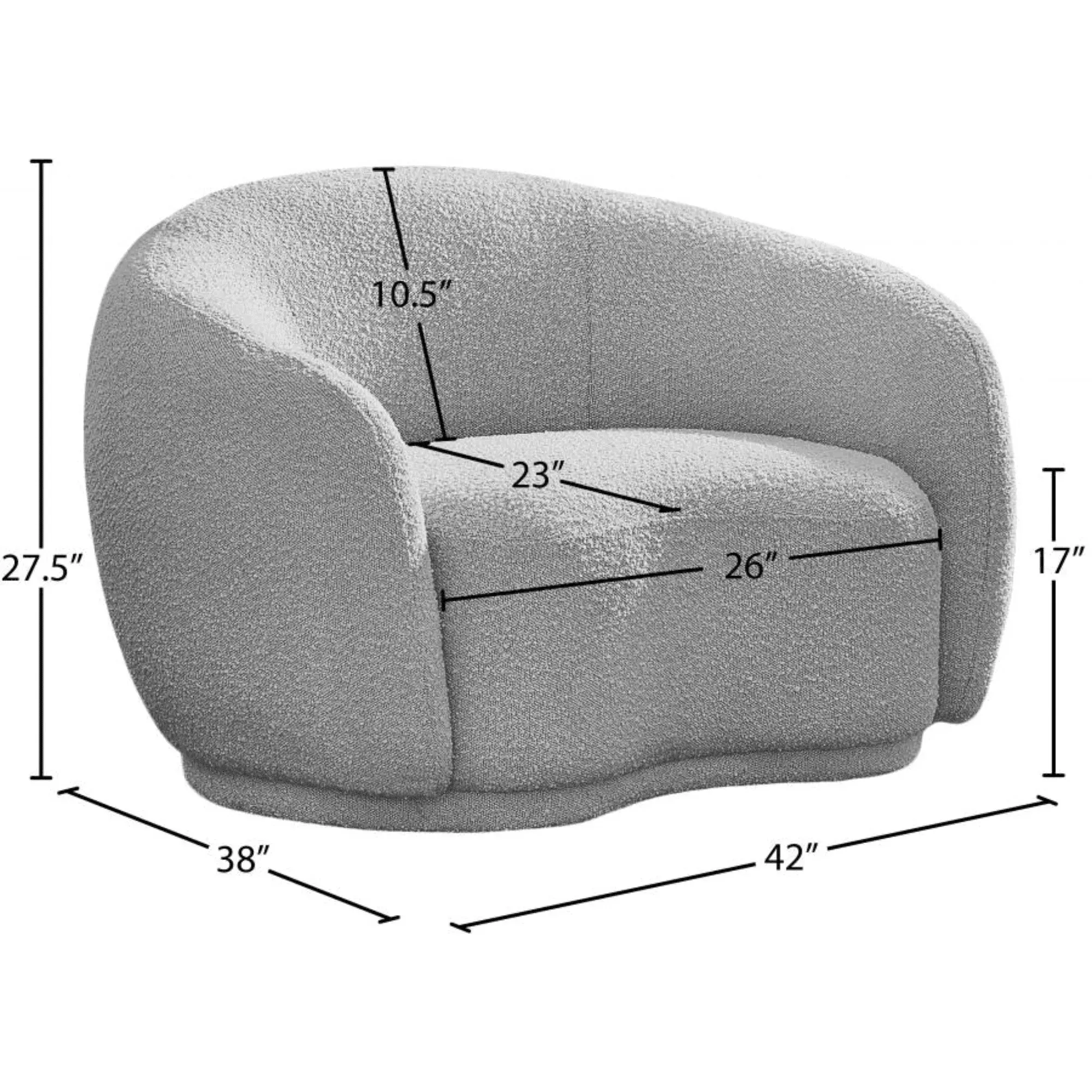 Snug Rounded Back Rich Grey Modern Boucle Sofa