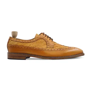 Soflica - Men's Tan Calf And Hand Woven Leather Derby Shoe