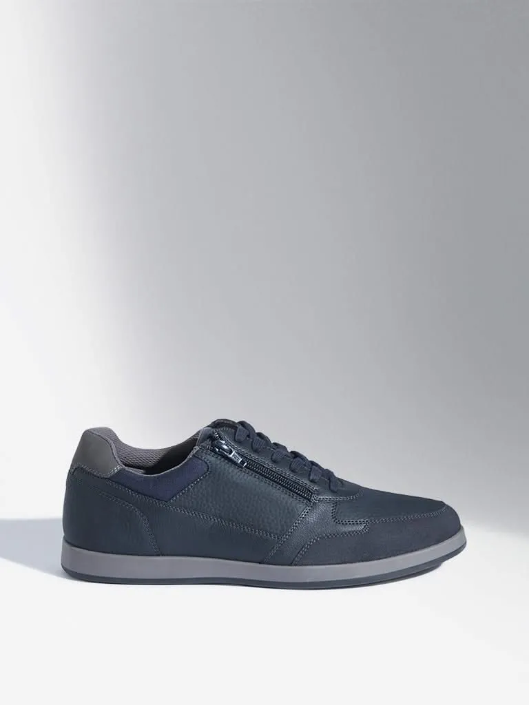 SOLEPLAY Navy Solid Leather Sneakers