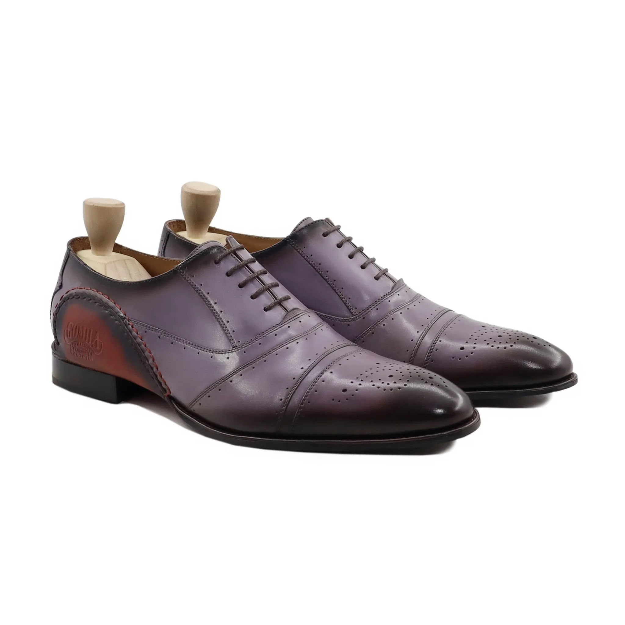 Span - Men's Burnished Purple Calf Leather Oxford Shoe