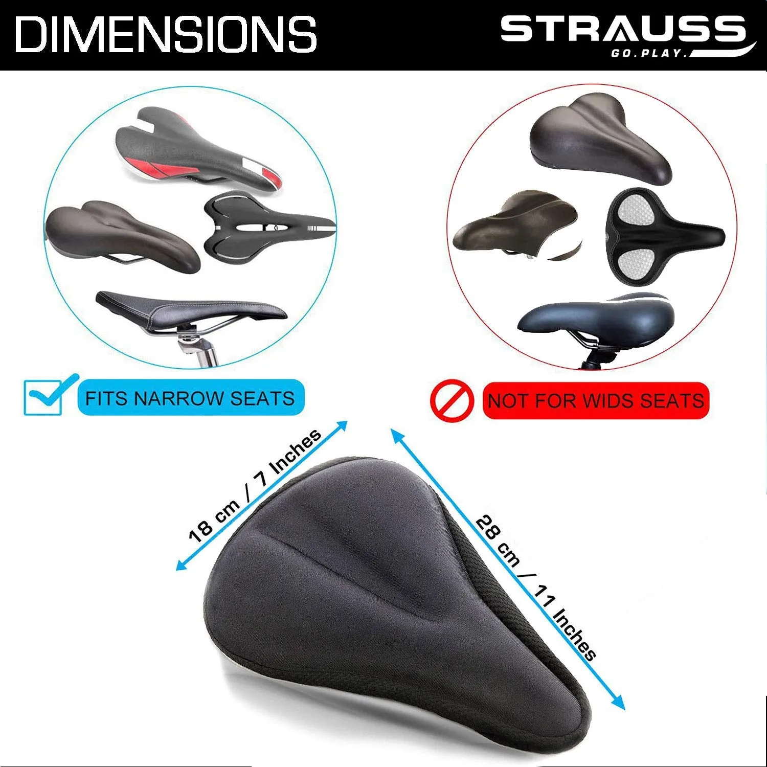 Strauss Bicycle Speedometer, (Black/Red) and Gel Seat Cover (Black)