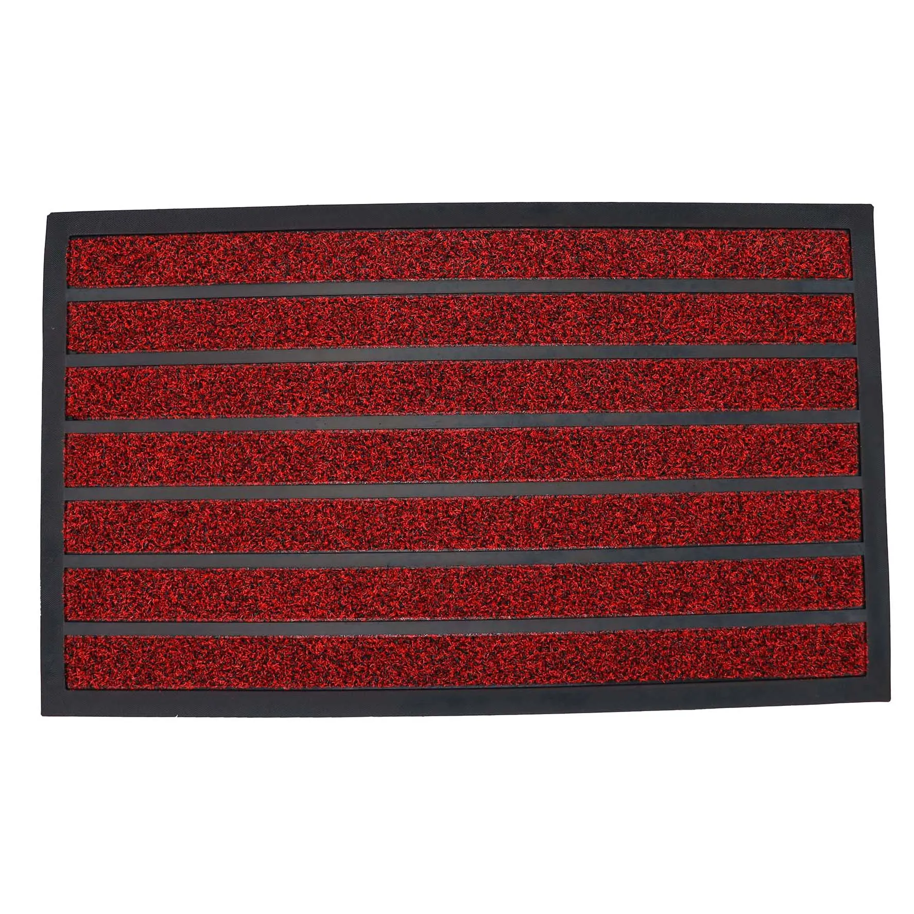 Striped Entryway Mat - Black & Red 750 X 450