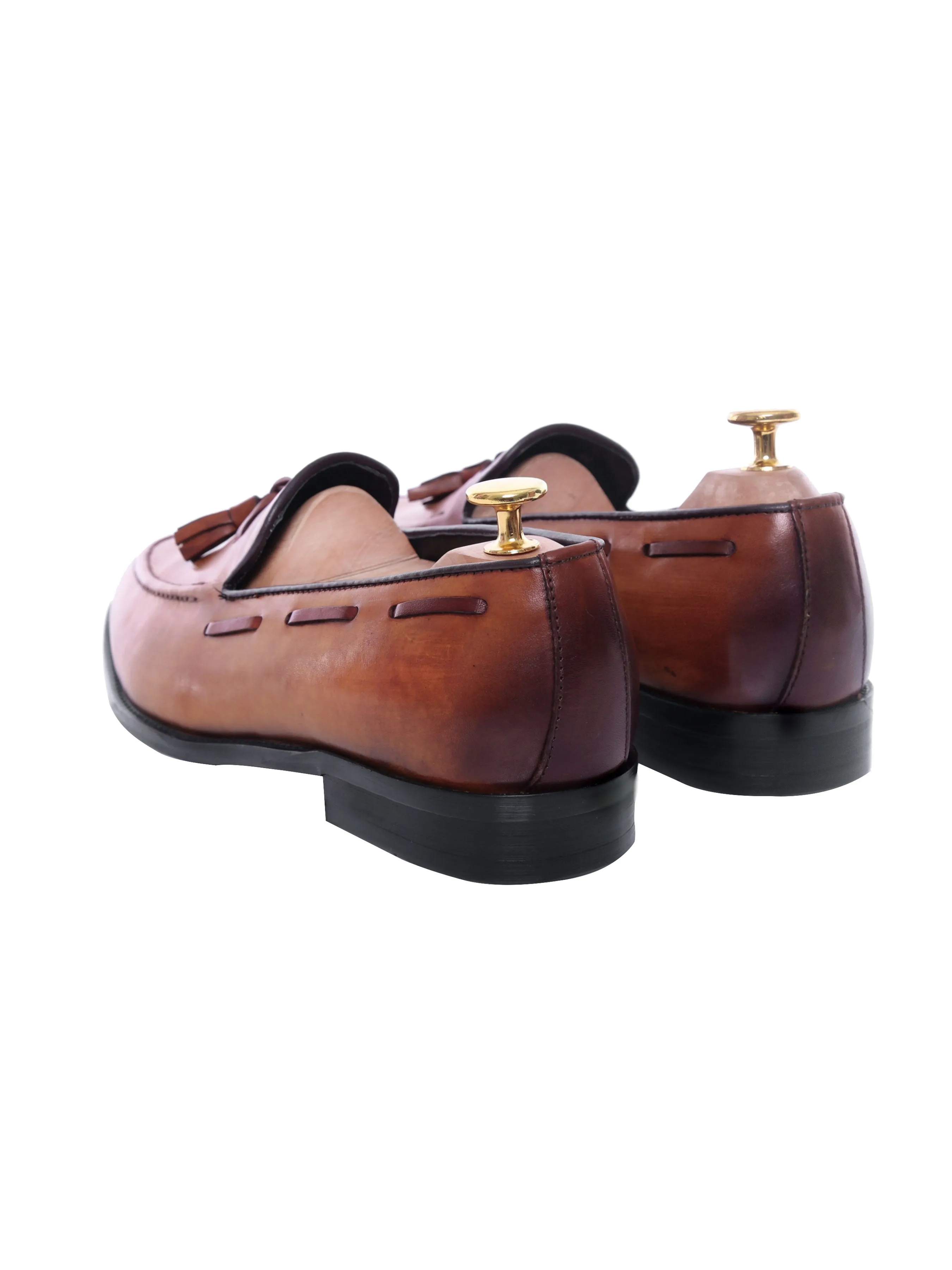 Tassel Loafer - Cognac Tan (Hand Painted Patina)