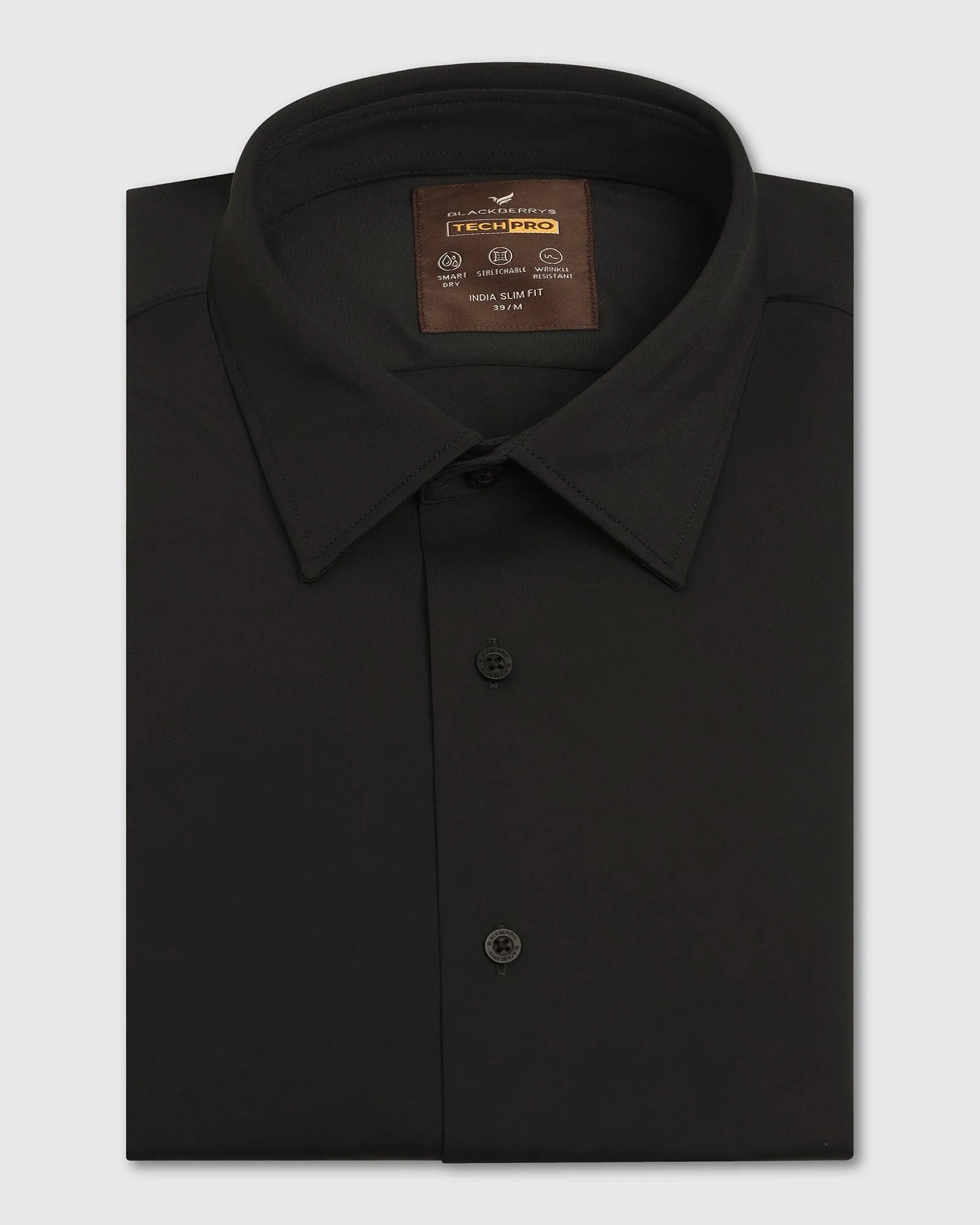 TechPro Formal Black Solid Shirt - Zabka