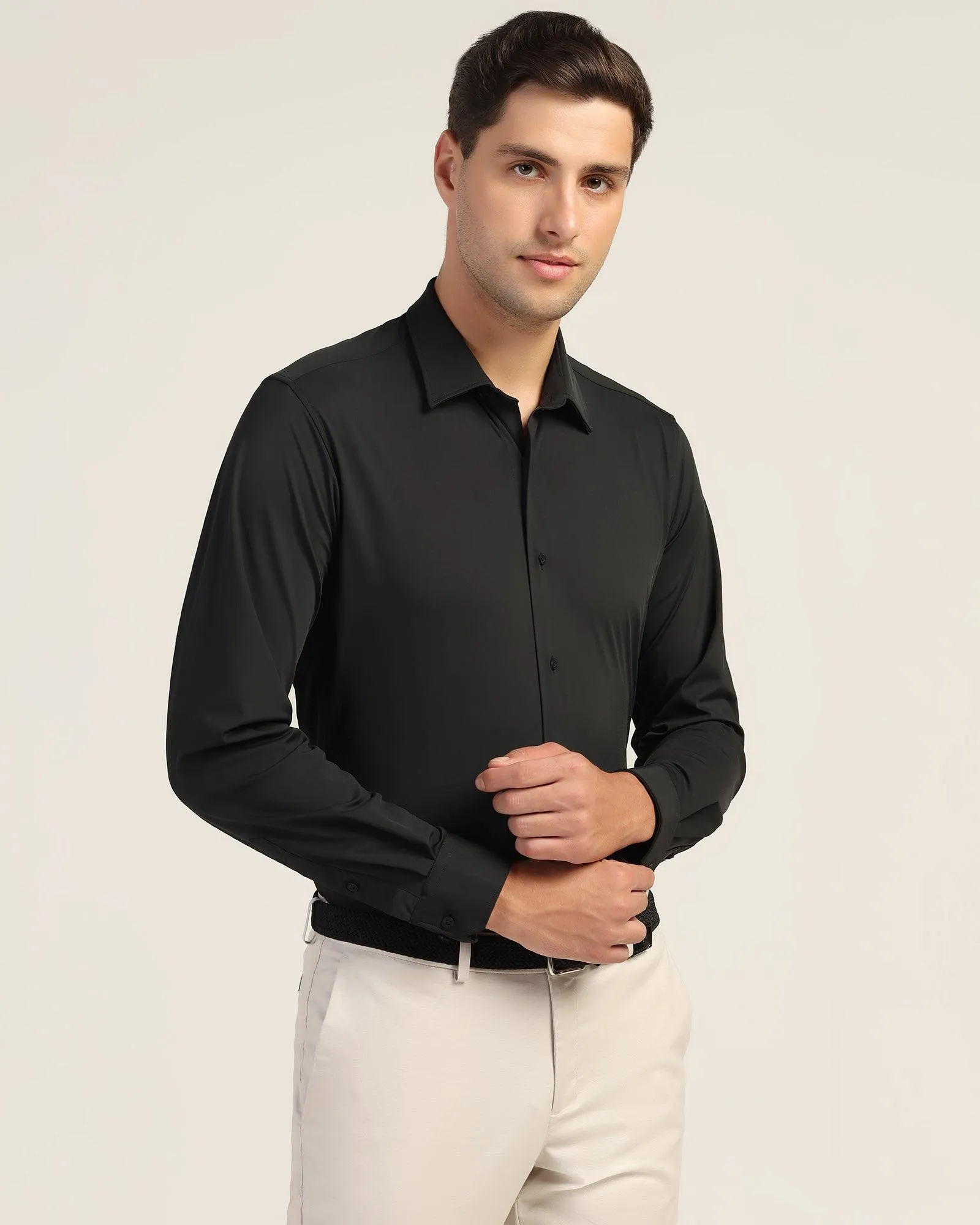 TechPro Formal Black Solid Shirt - Zabka