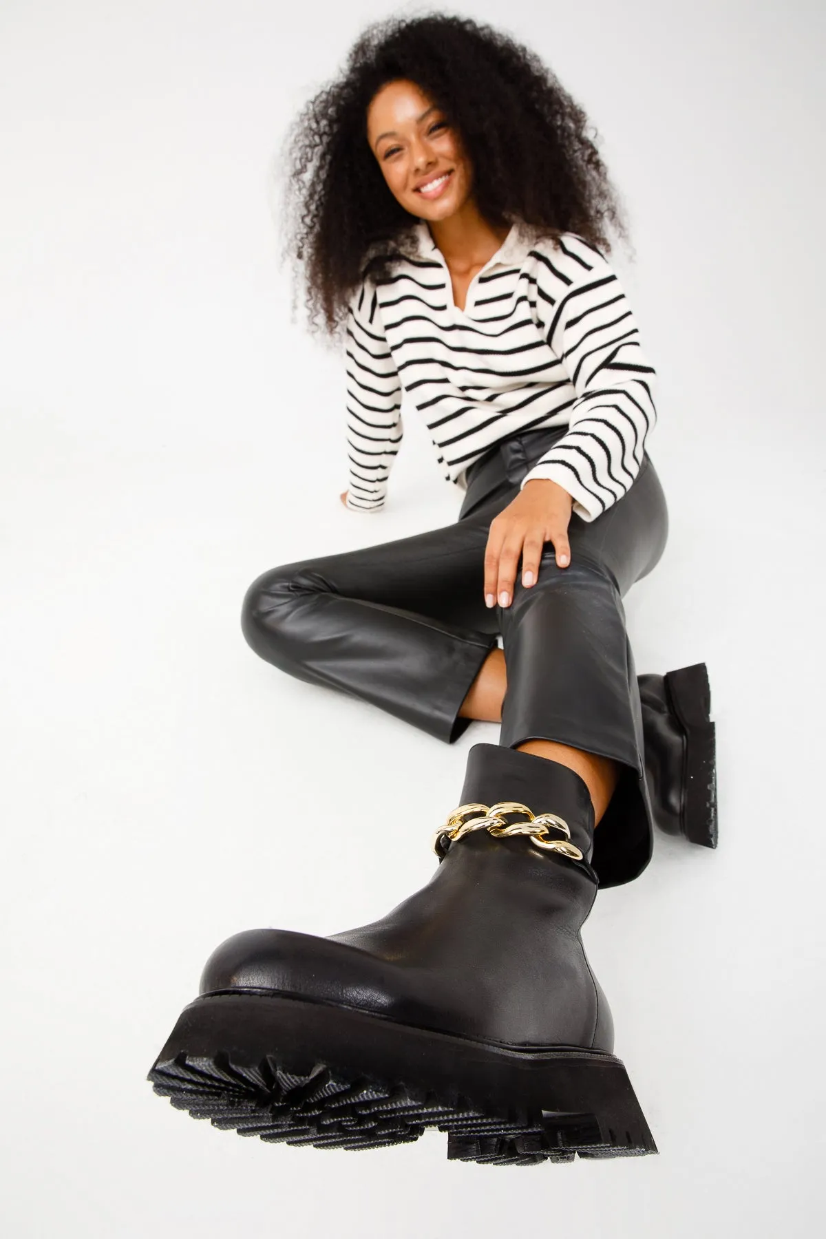 The Nassau Black Leather Ankle Women Boot