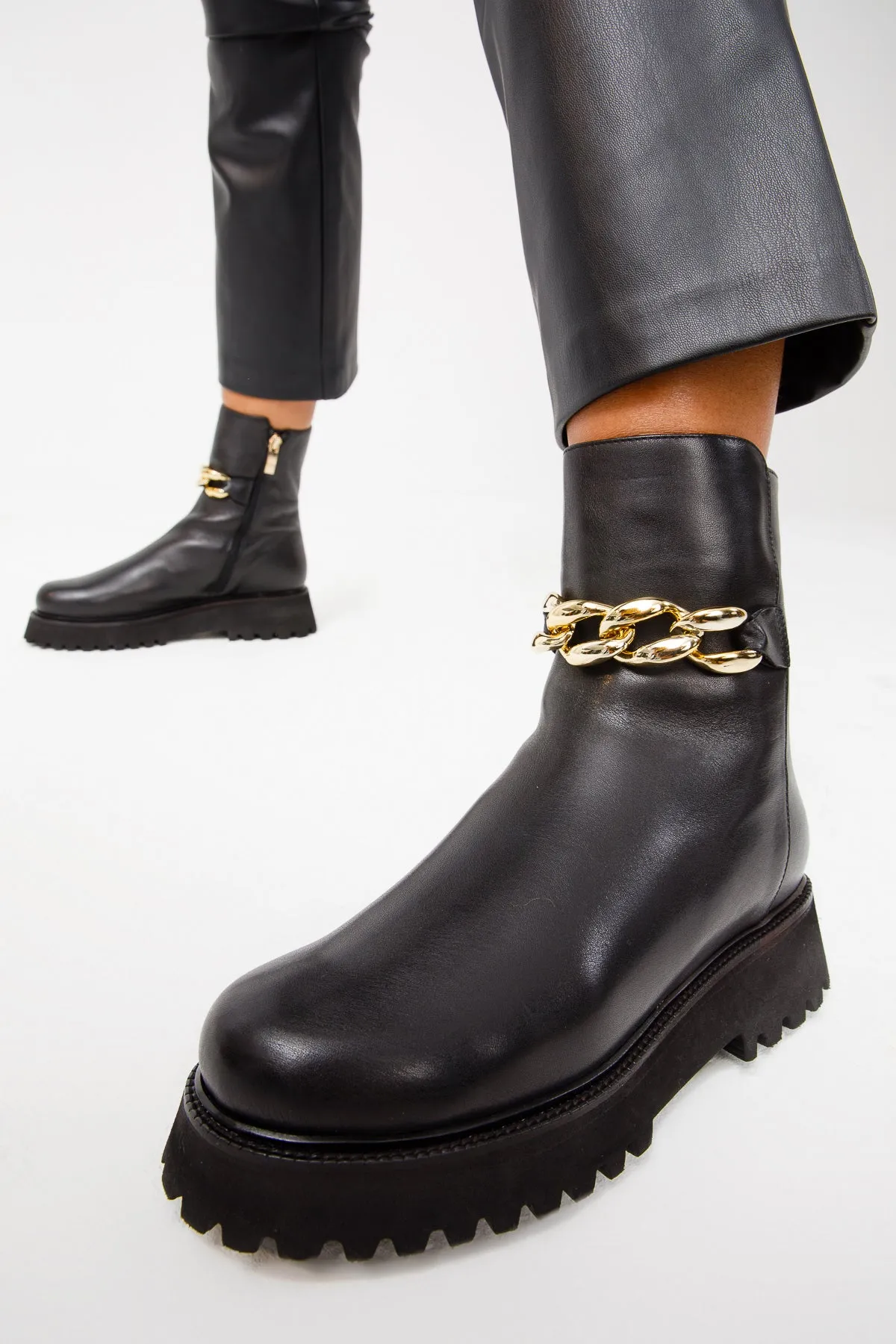 The Nassau Black Leather Ankle Women Boot