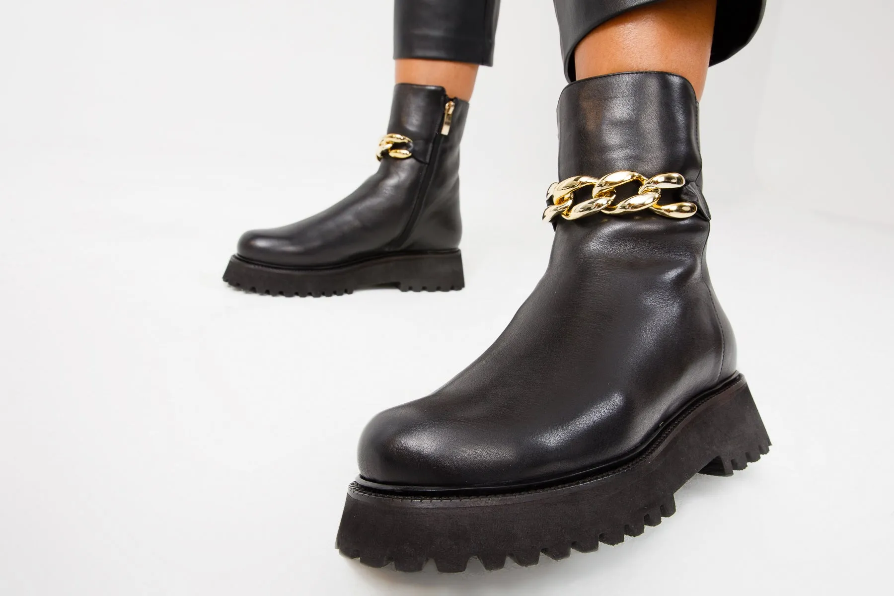 The Nassau Black Leather Ankle Women Boot