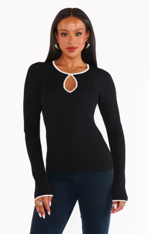 Tippi Top ~ Black Rib with White Trim