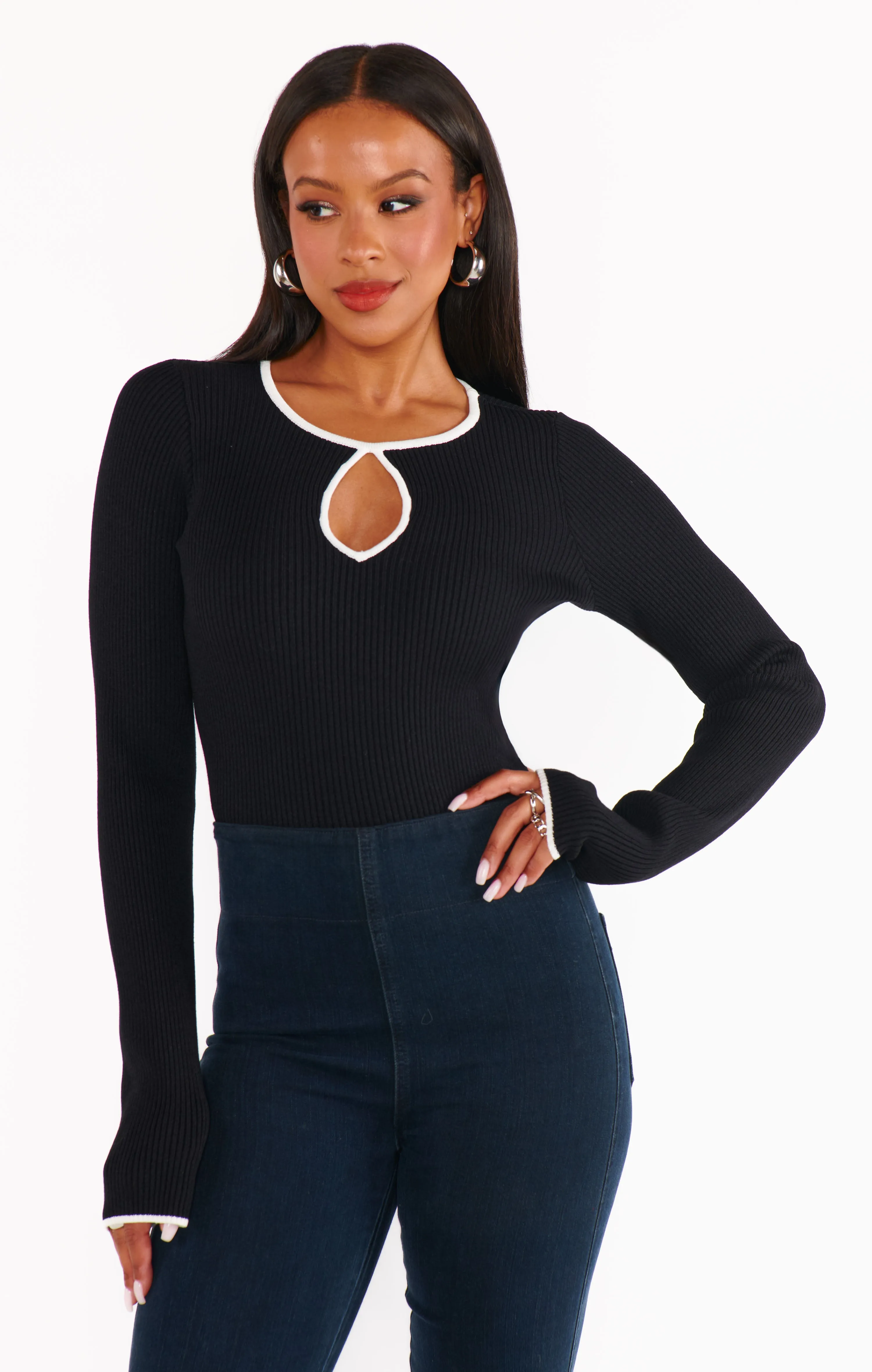 Tippi Top ~ Black Rib with White Trim