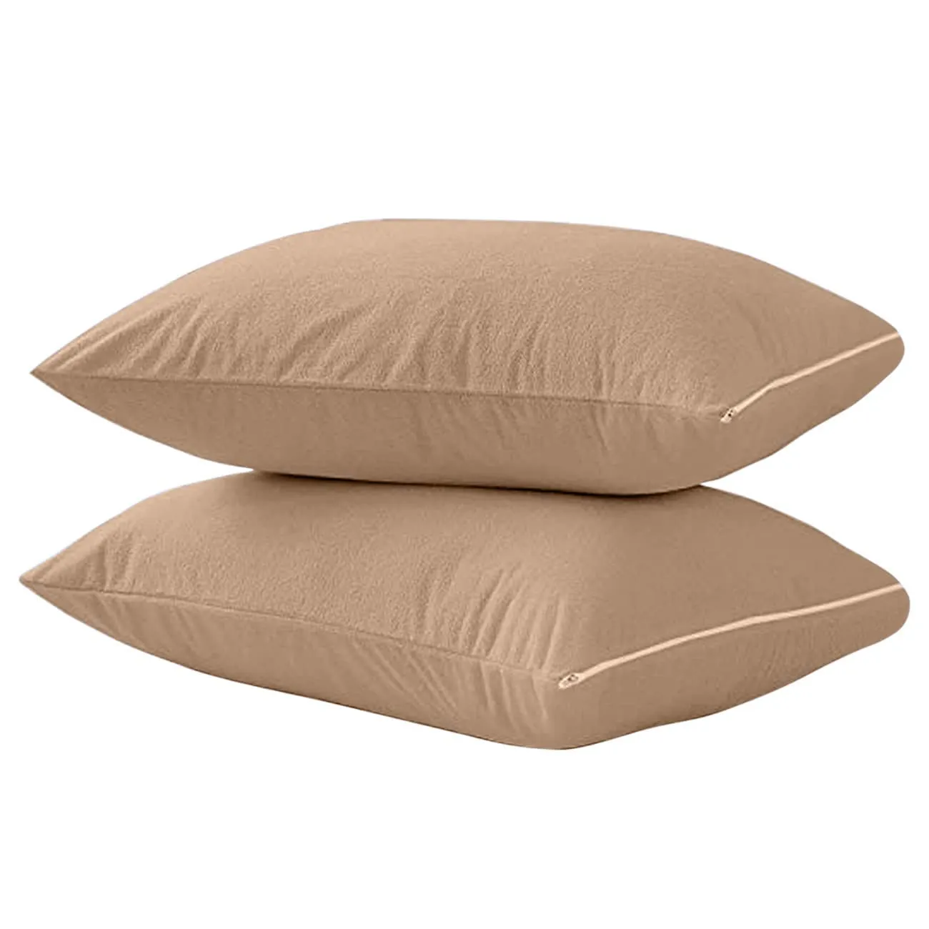 Trance Home Linen Premium Cotton Terry Waterproof Pillow Protector | Dust Mite - Bed Bug Protection | Pillow Protection Cover for Hair Oil and Fluids Spill (Standard, 18x28 inch, Brown)-Pack of 2