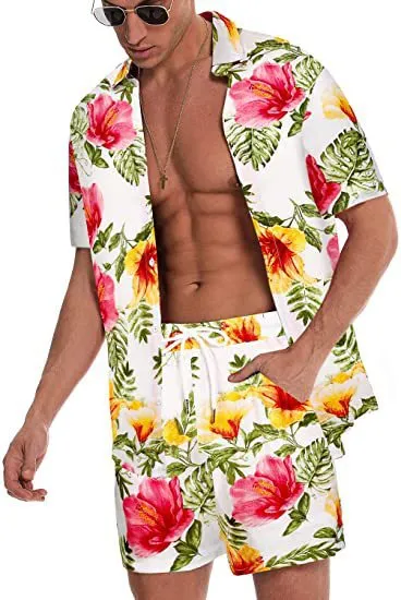 Two Piece Matching Hawaiian Style Short Sets