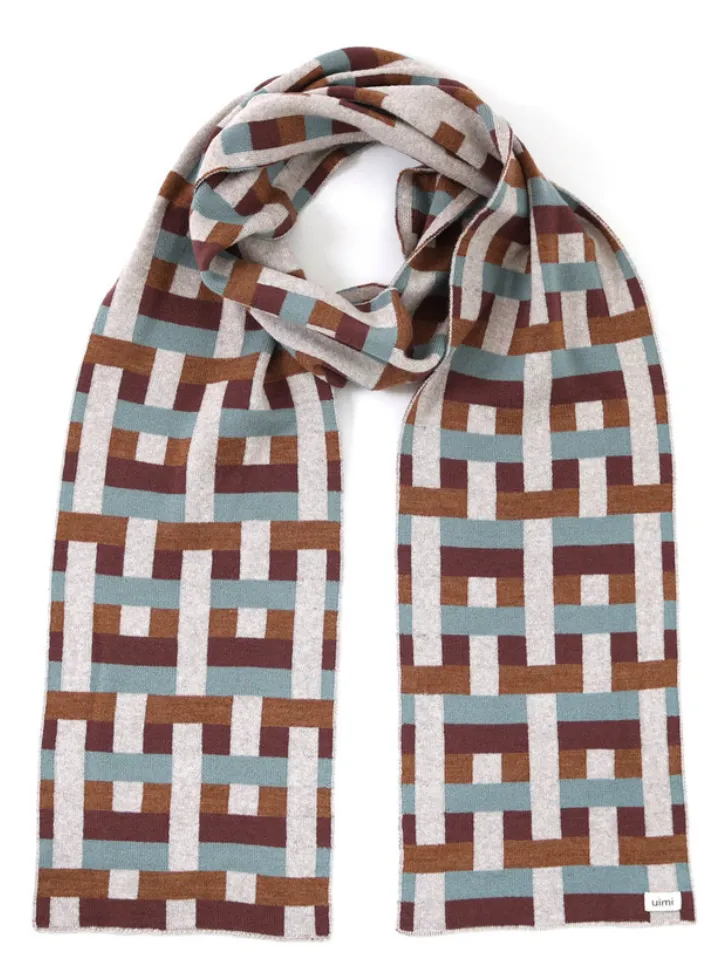 Uimi Dixie Check Scarf Merino Wool Mushroom