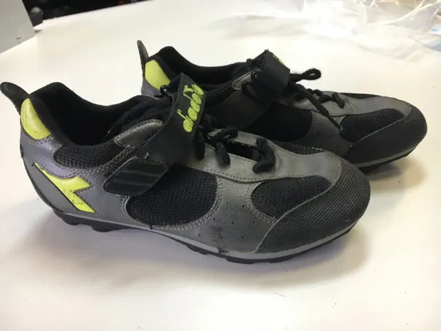 Used Diadora Black/Silver/Green Sr 7 MTB Biking Shoes