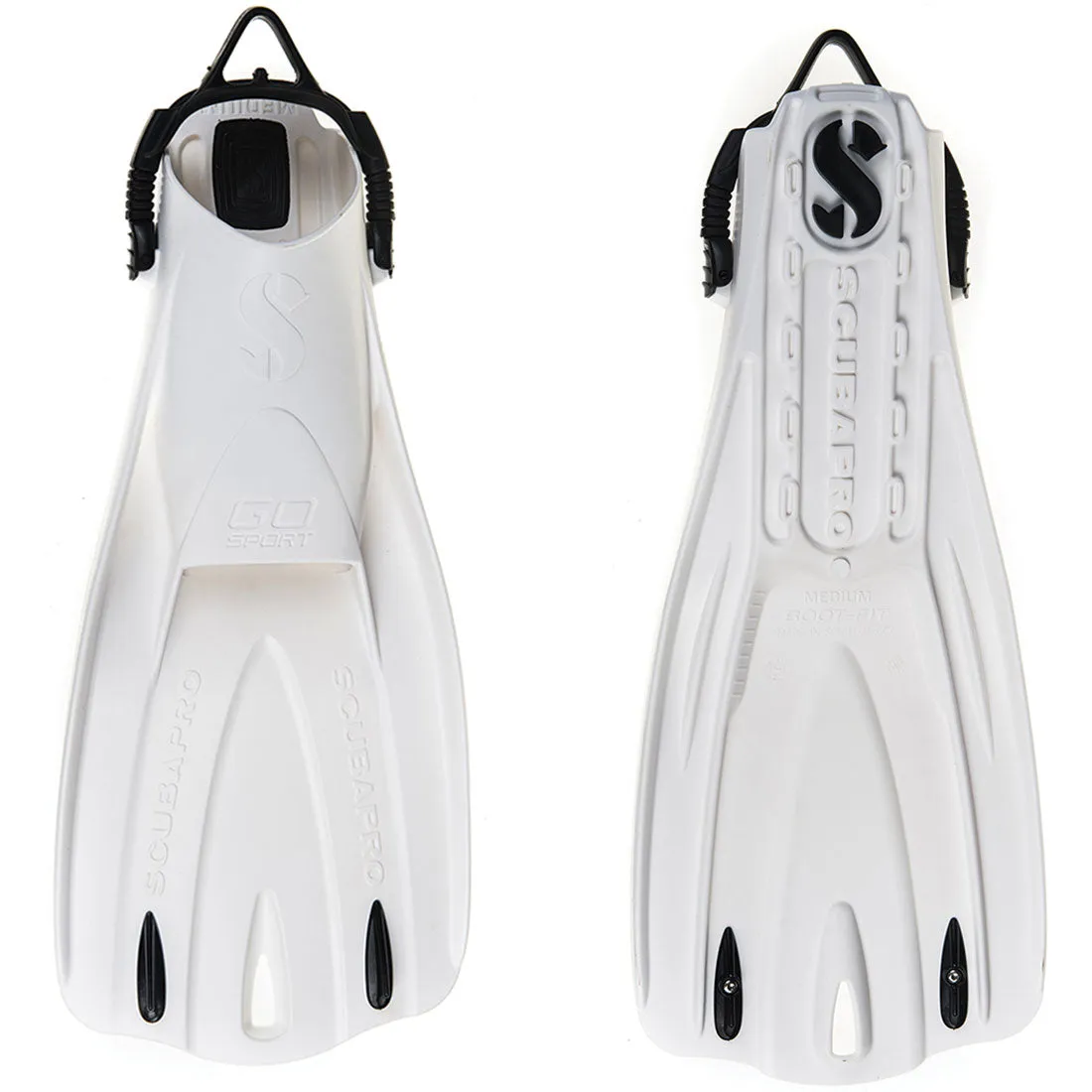 Used ScubaPro GO Sport Dive Fins, White, Size: Large