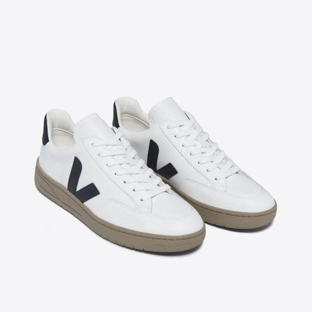 VEJA V-12 Leather Sneakers Extra White | Black Dune