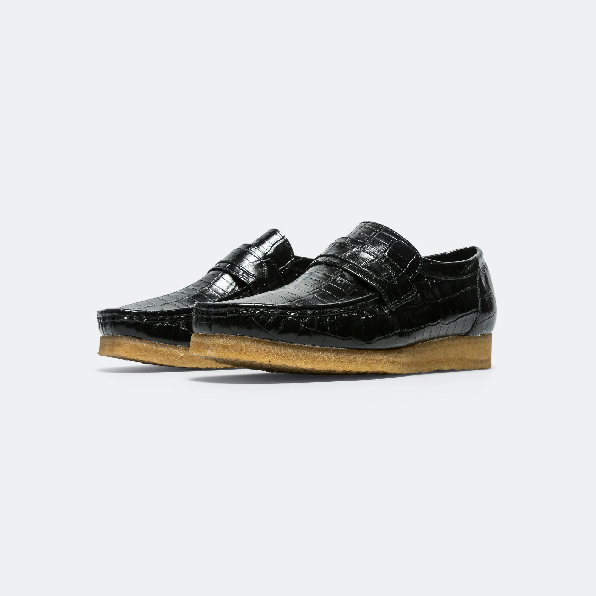 Wallabee Loafer - Black Crocodile