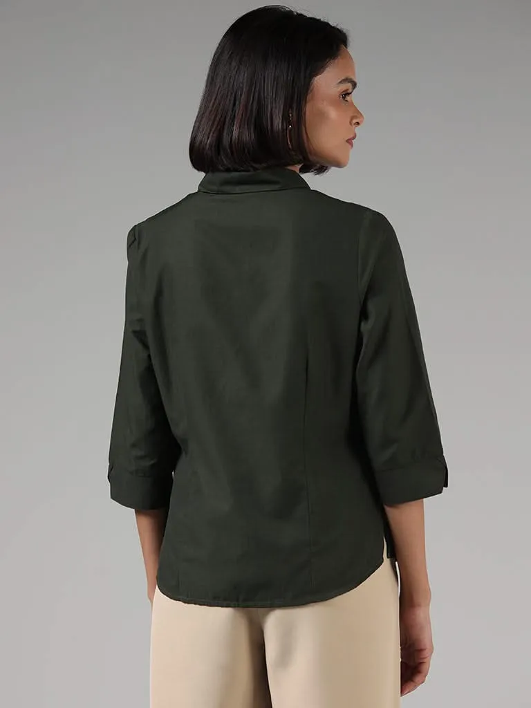 Wardrobe Solid Bottle Green Shirt