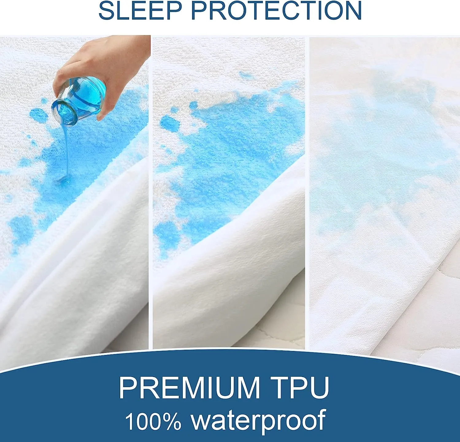 Waterproof Mattress Protector, Soft & Breathable Terry, Noiseless Mattress Cover Fitted with Deep Pocket, Skin-Friendly & Machine Washable