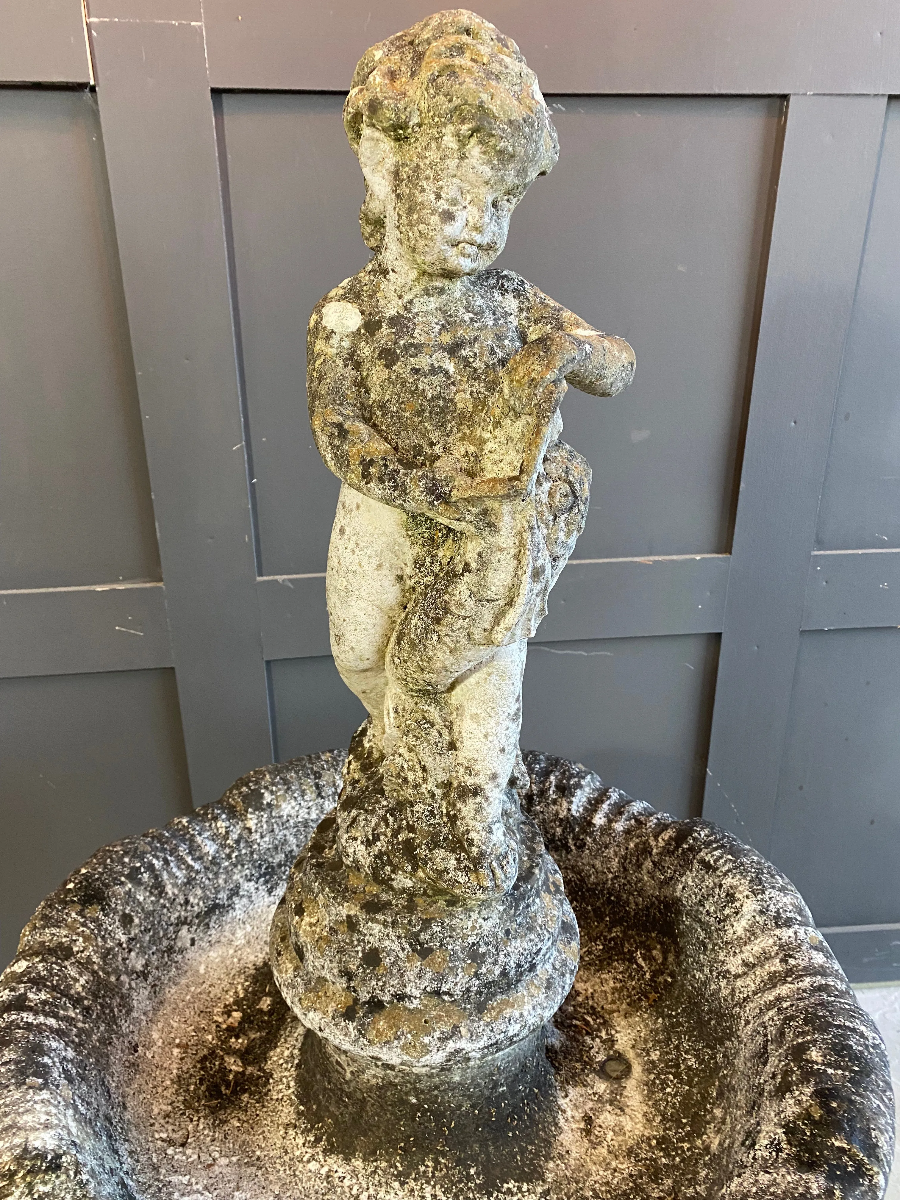 Weathered reconstituted 3 piece water fountain