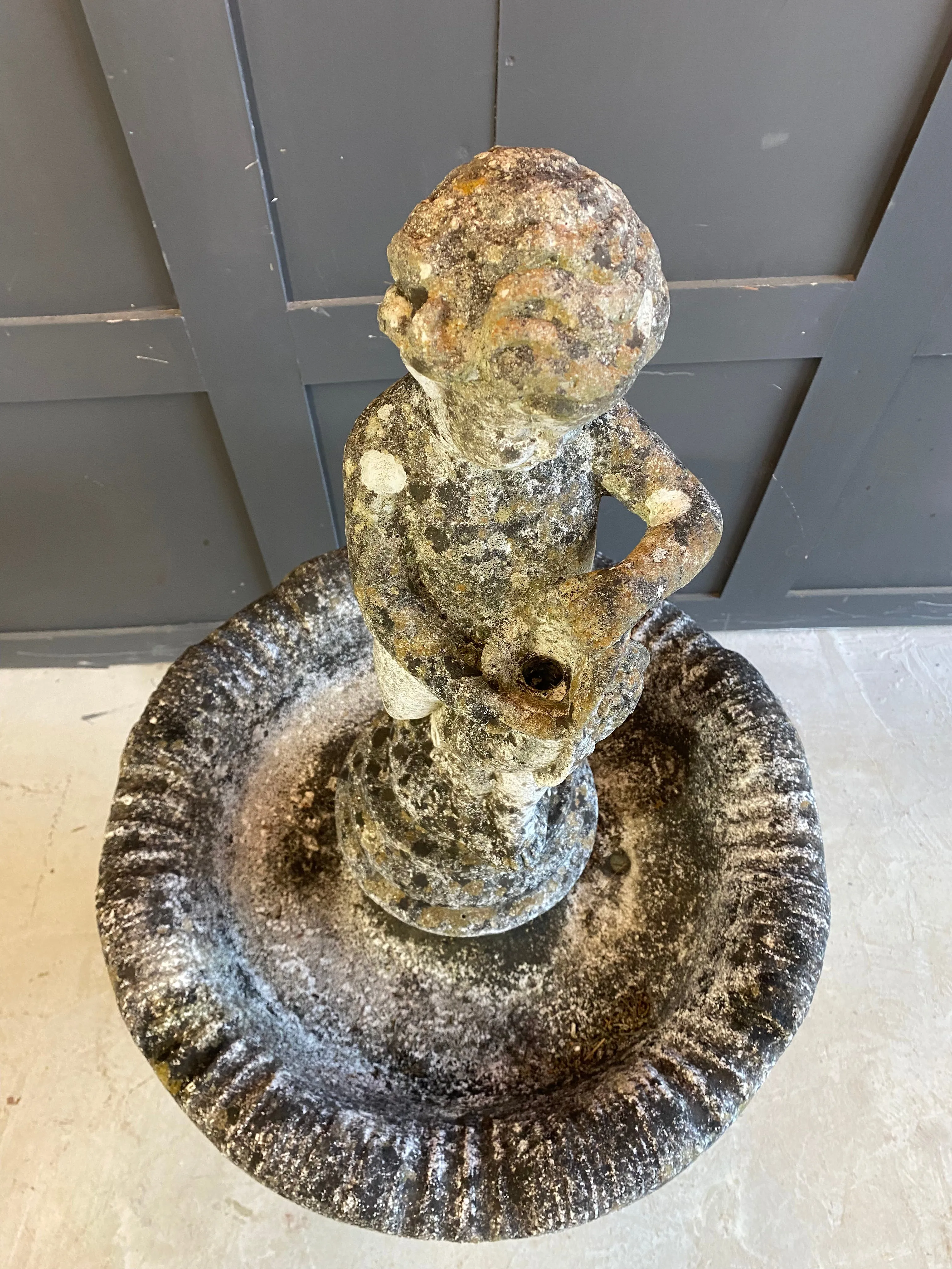 Weathered reconstituted 3 piece water fountain