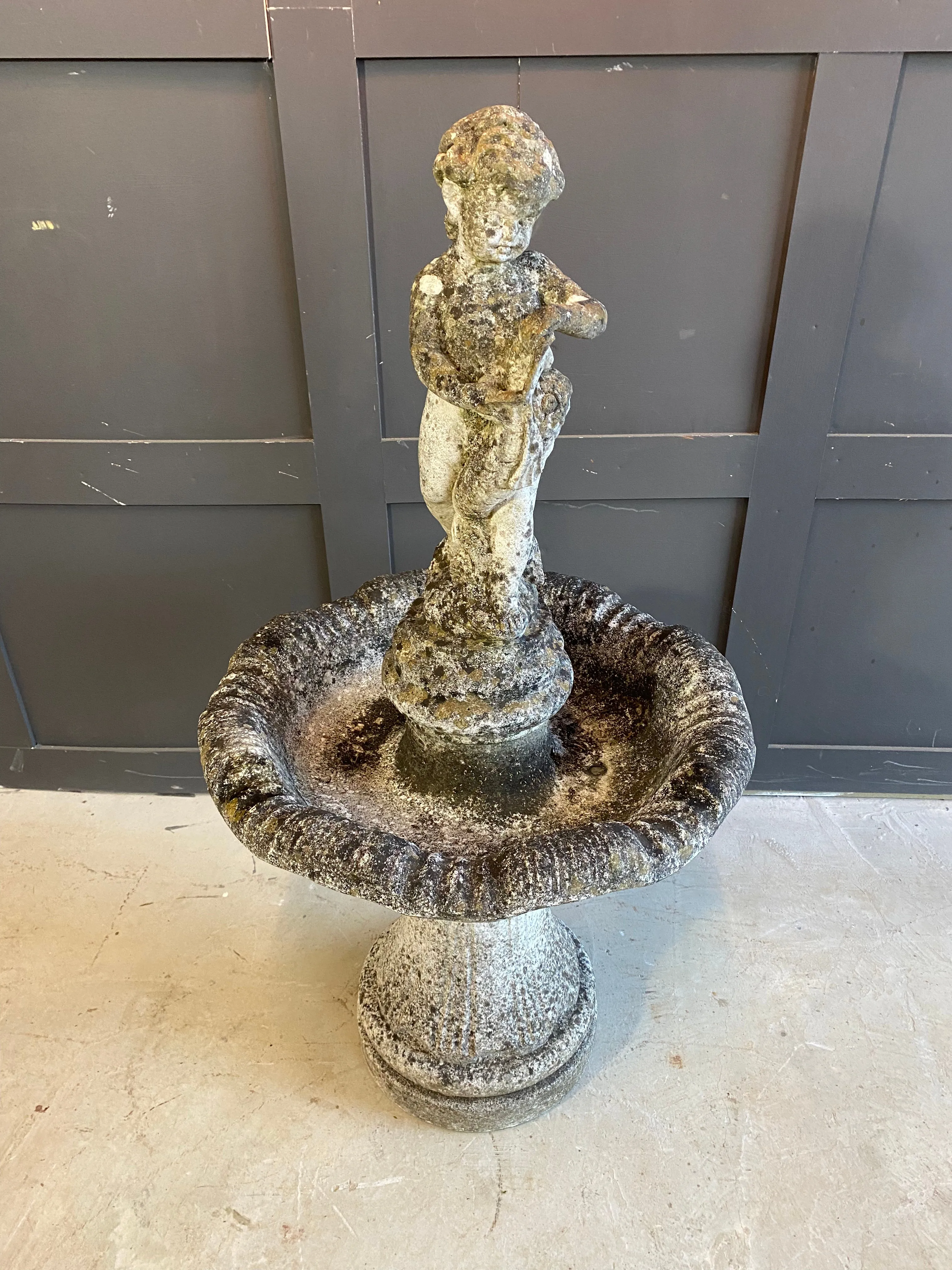 Weathered reconstituted 3 piece water fountain