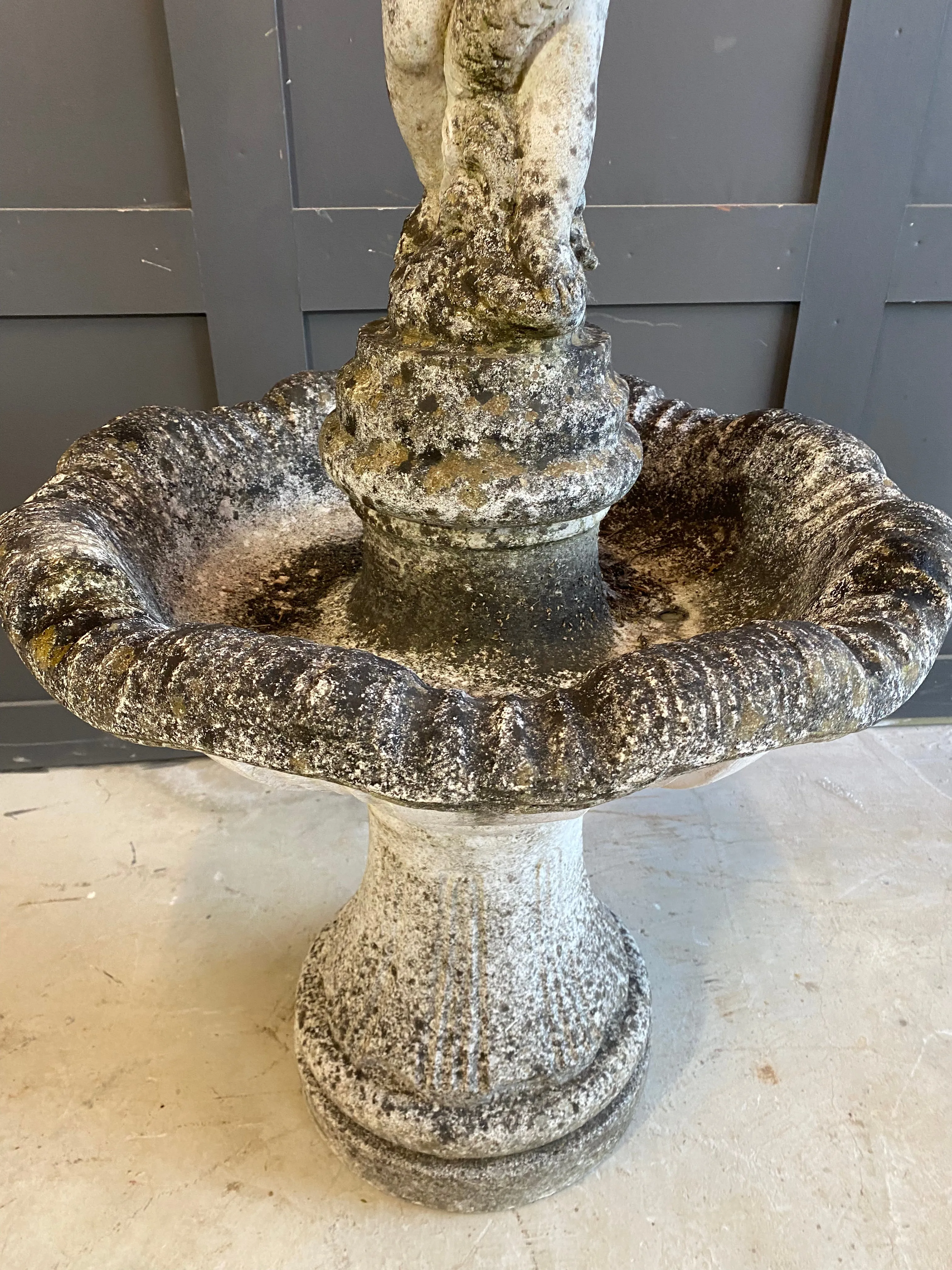 Weathered reconstituted 3 piece water fountain