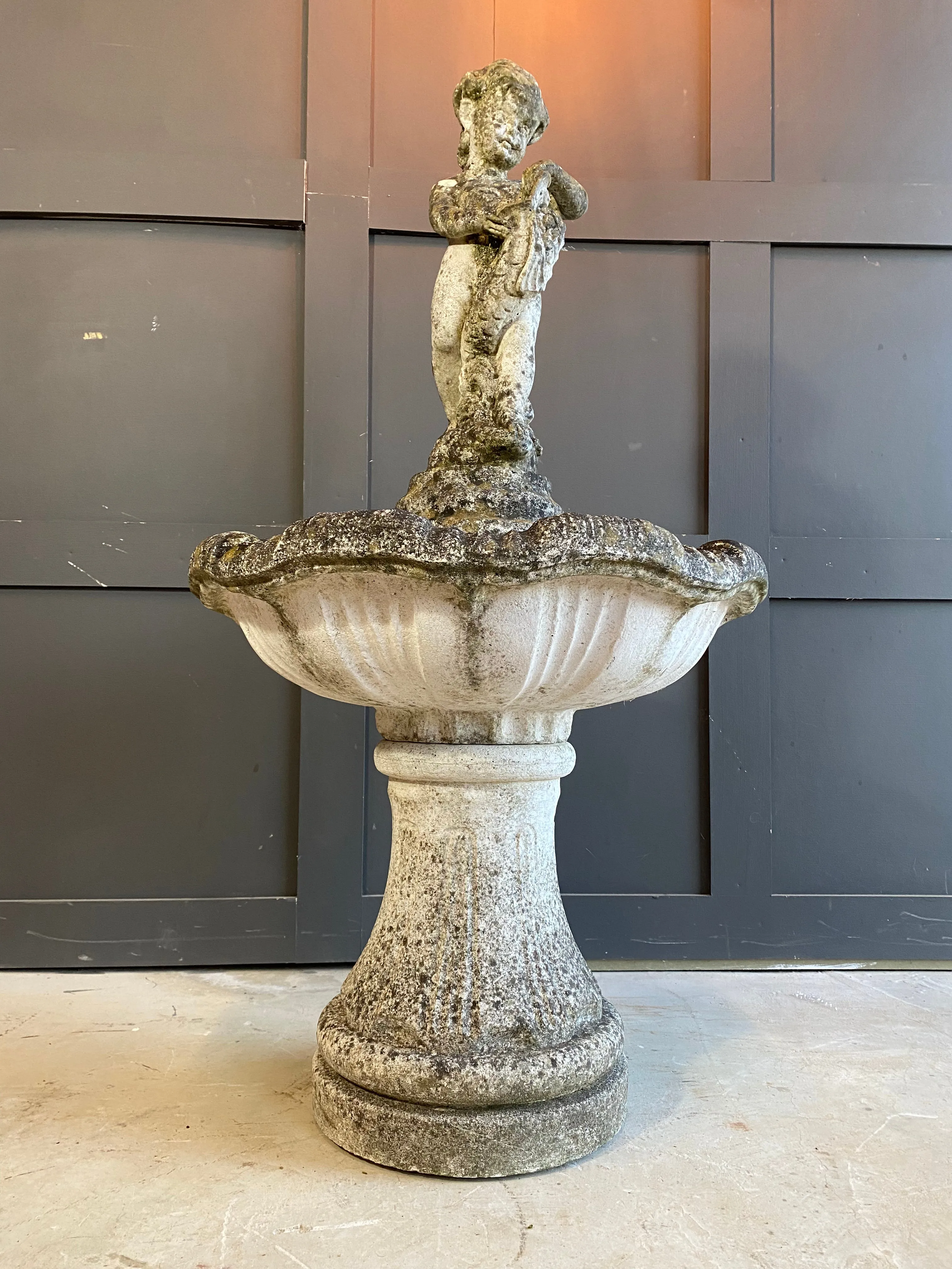 Weathered reconstituted 3 piece water fountain